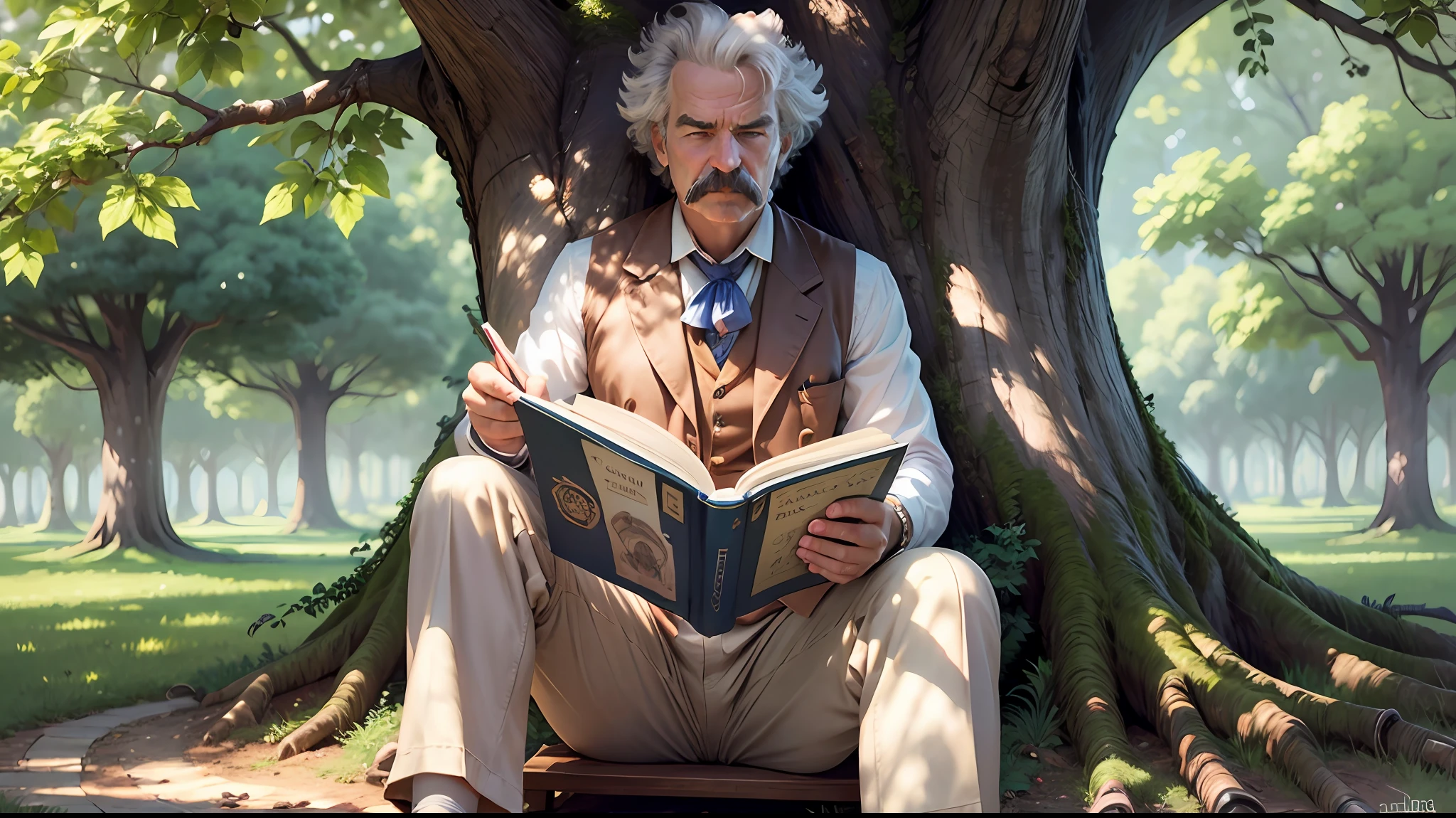 Mark Twain in his office looking at the realistic camera --auto