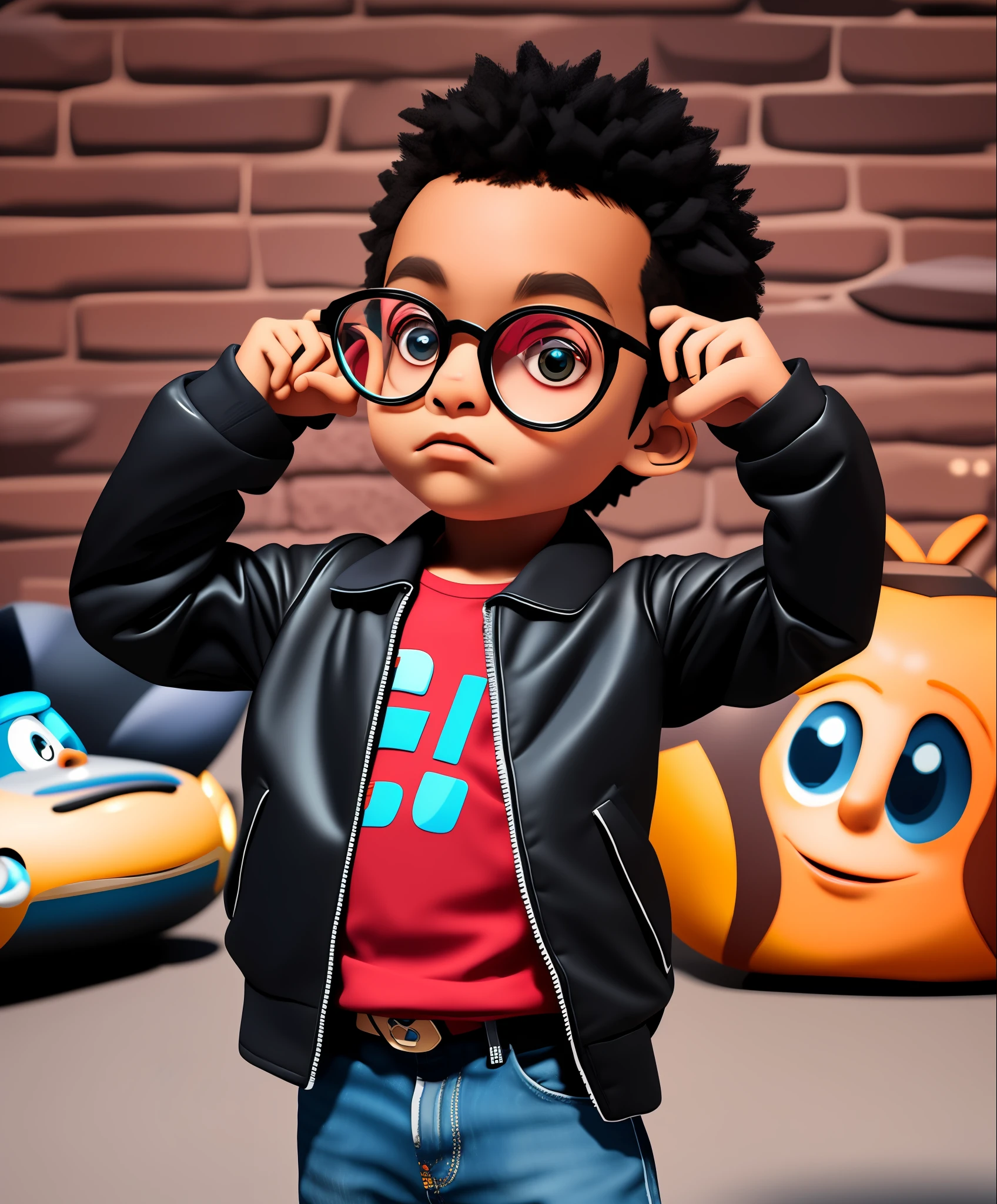 there is a young boy wearing glasses and a jacket, adorable digital painting, cute 3 d render, cartoon digital painting, cartoon art style, cartoon style illustration, cartoon digital art, in cartoon style, cartoon artstyle, childrens art in artstation, in style of digital illustration, pouty look :: octane render, promotional render, cartoon style, toon render keyshot