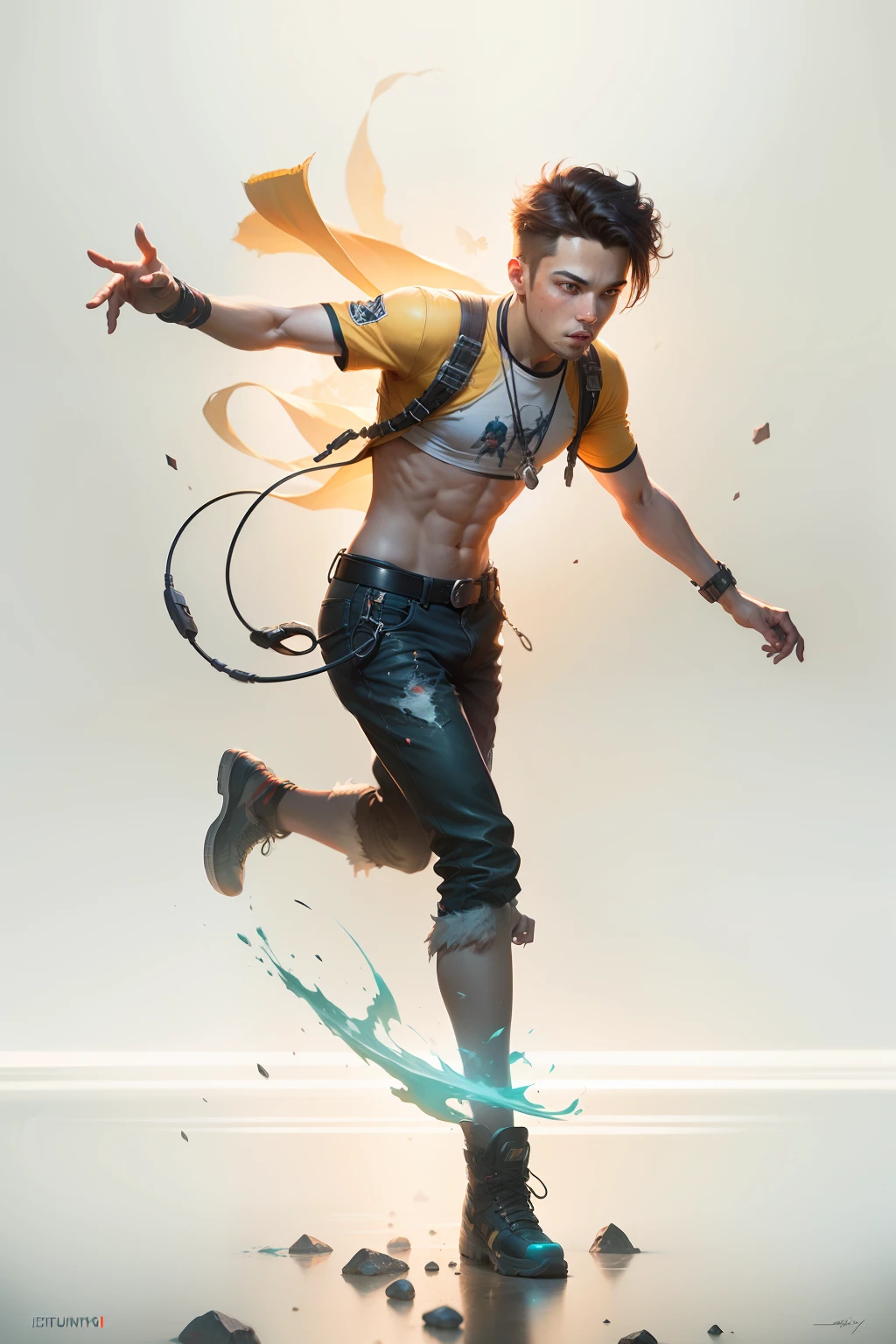 merge boy image in meta verse universe and neons,8k uhd,dslr,film grain,Fujifilm XT3 photorealistic painting art by midjourney and greg rutkowski --auto