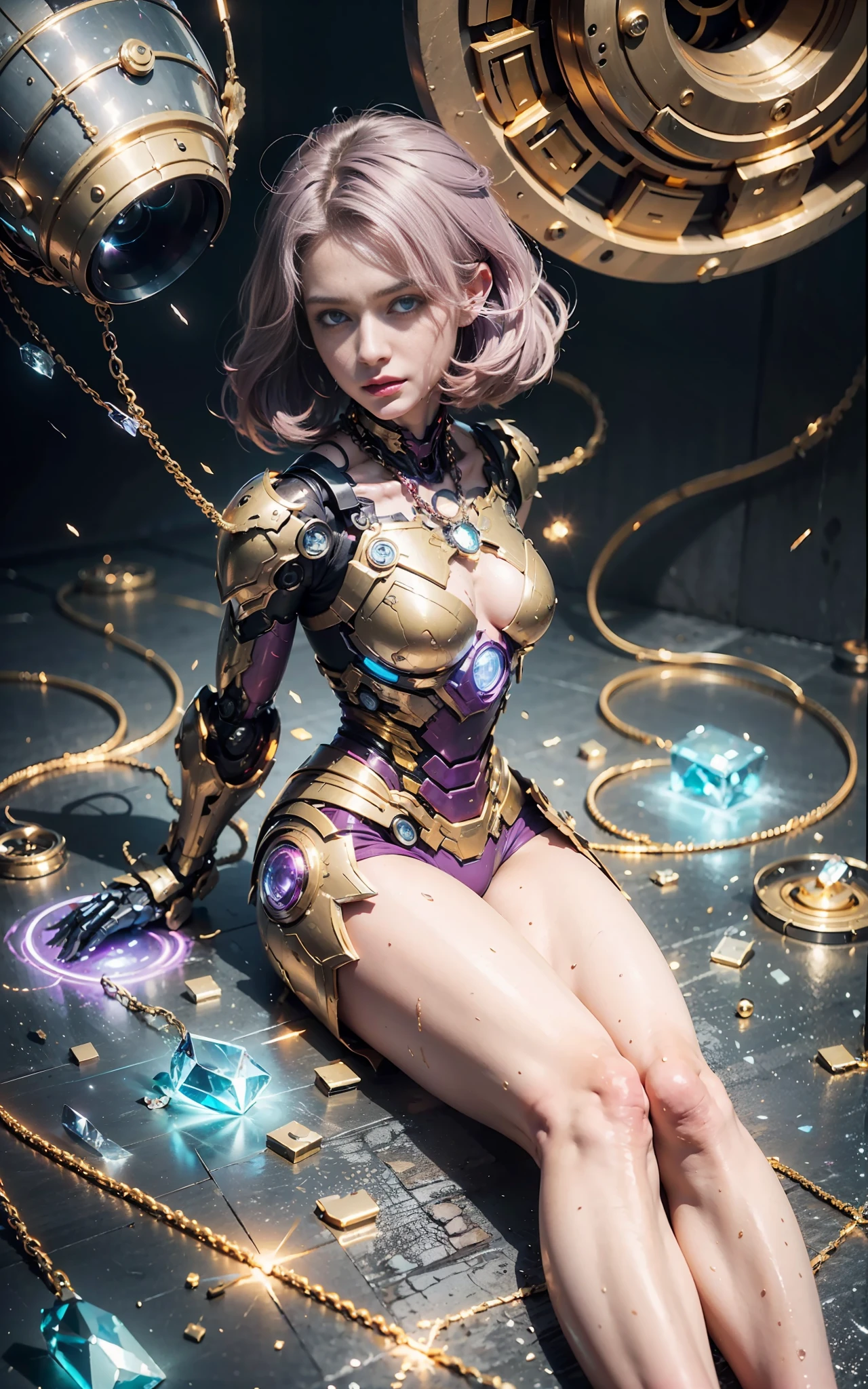 Golden Saint Seiya, Marvel Movie Iron Man, (Mecha) (Mechanical) (Armor), Professional RAW Color Photo, (Back Corner), (Lying Down and Raising Legs to Expose Astock: 1.5), (Cumming on Body, Cumming on Breasts, Facial Cumshot, Cumming in Hair): 1.2) (Open Leg: 1.3), Perfect, (Wide Angle), (Three Rules), Perfect Legs, (Pendant) (Colored Gemstone) Knee Flexion, Perfect Feet, Panties Close-up, Sweat, Water Drops, Best Quality, Masterpiece, Super Resolution, (Reality: 1.4), 1 girl, bare shoulders, crazy details, (hip folds: 1.5), lower chest, side chest, unrealistic engine style, Boca effect, David La Chapelle style lens, bioluminescent palette: lilac, pale gold, pale pink, bright white, wide angle, super fine, cinematic still life, vibrant, Sakimichan style, perfect eyes, highest image quality 16K, inspired by Harry Winston, a masterpiece shot by the Canon EOS R 6" Chaos 50,--, Under Eye Mole, ray tracing, surrealism, holding_weapon, no_humans, glowing_eyes, science_fiction, textured skin --s2