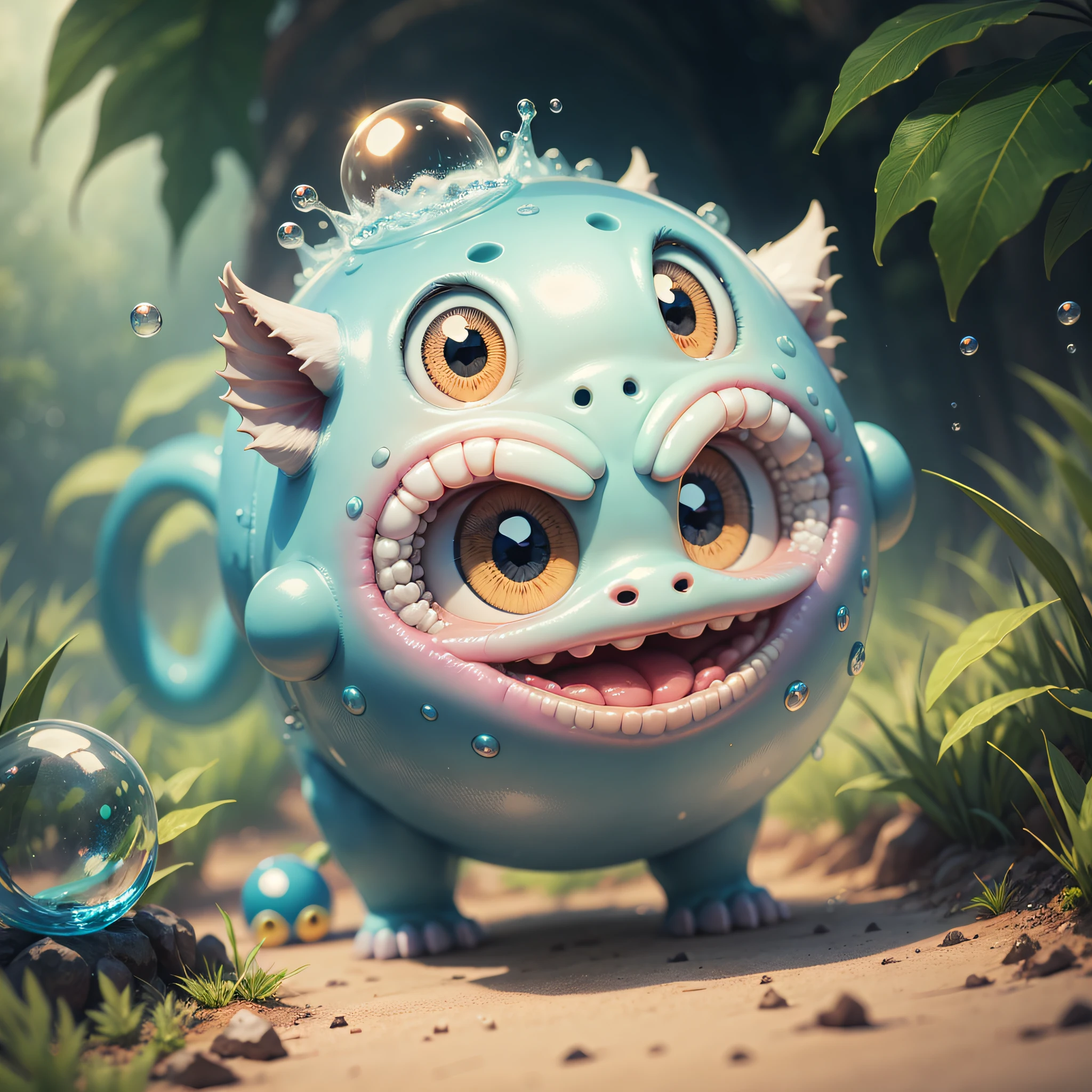 cute and fluffy monsters digital art illustration, cartoon style, vivid vibrant colors, high contrast --auto
