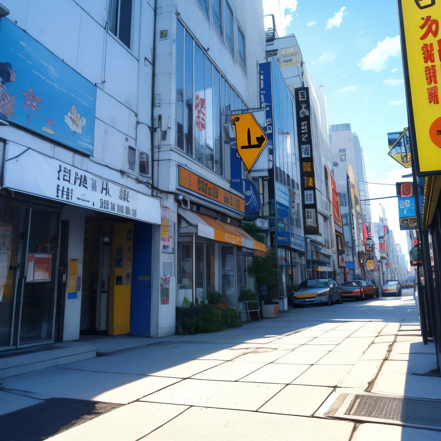 DESERTED STREET, SUPER DETAILED BUILDINGS, TRAFFIC SIGNS