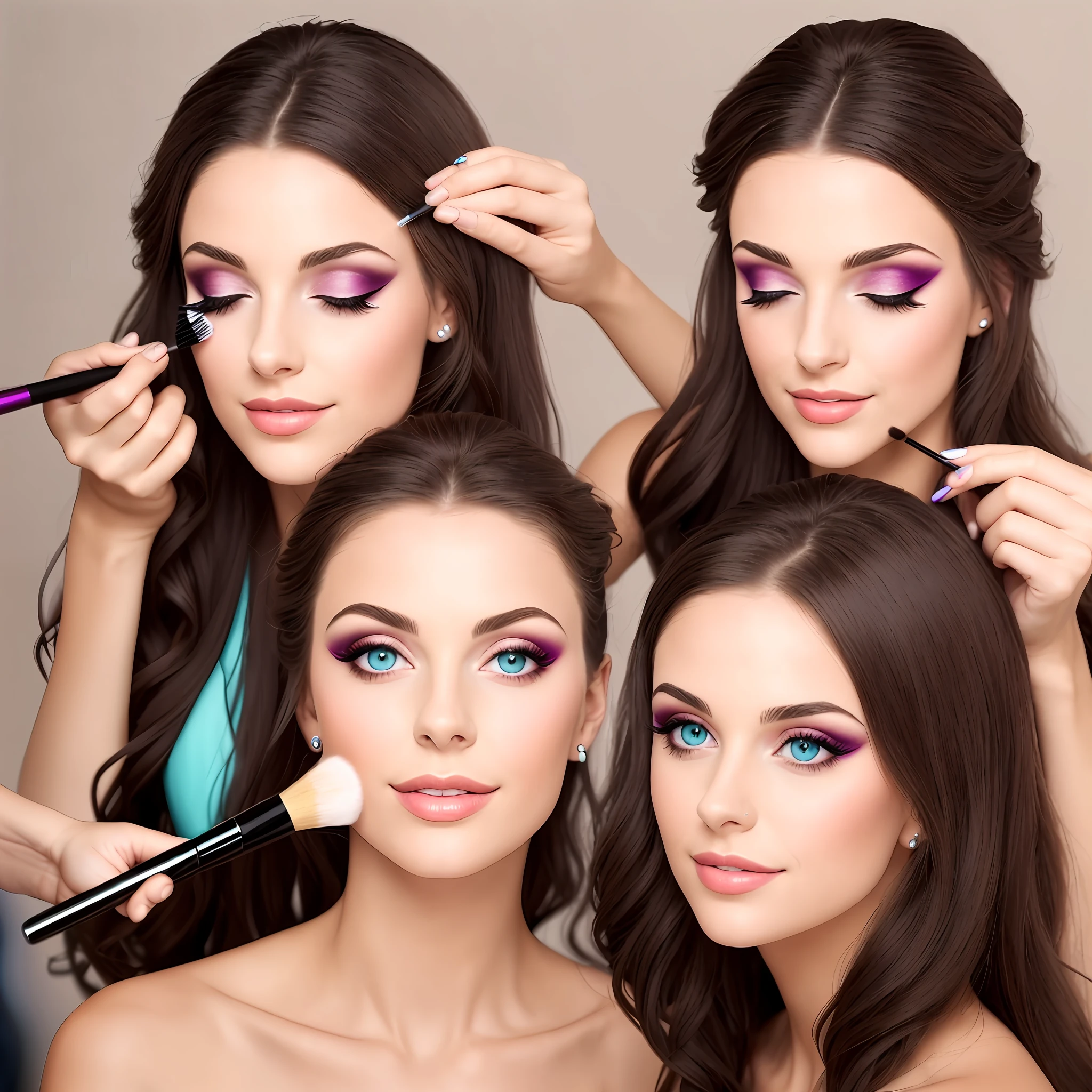 "Beautiful woman putting on makeup with star"