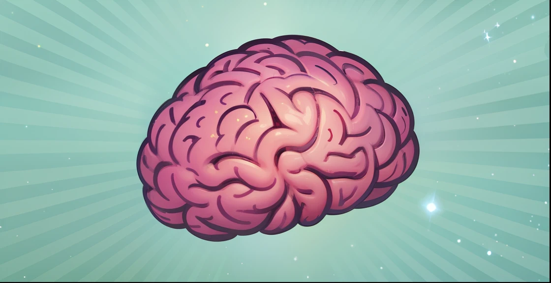 A brain floating in outer space, surrounded by stars and galaxies, symbolizing the quest for knowledge and exploration of the cartoon-style universe --auto