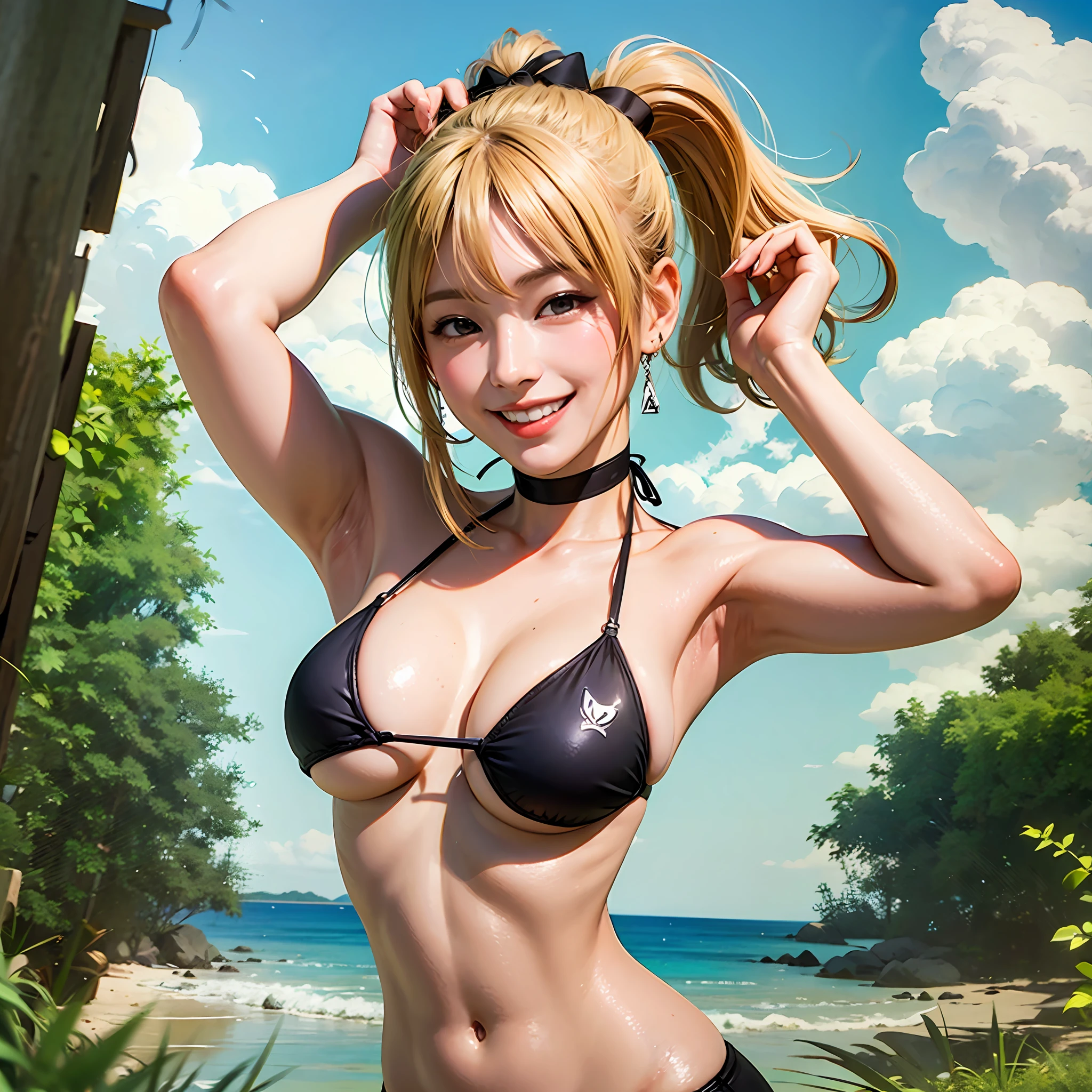 blonde girl, bikini, gravure, ponytail, beauty, beauty, cute, smiling