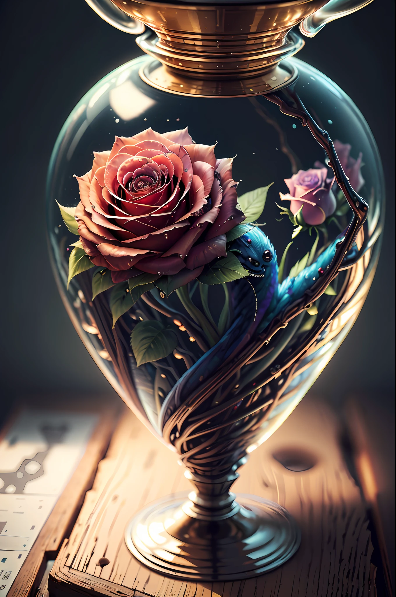 Best quality, masterpiece, ultra high res, (photorealistic: 1.4), absurd,
Iris blooms in the vase, fanciful creature,
CircuitBoardAI, Best quality, masterpiece, ultra-high resolution, (photorealistic: 1.4), absurd, a fantasy Rose Diadem bloom in the pot, CircuitBoardAI,