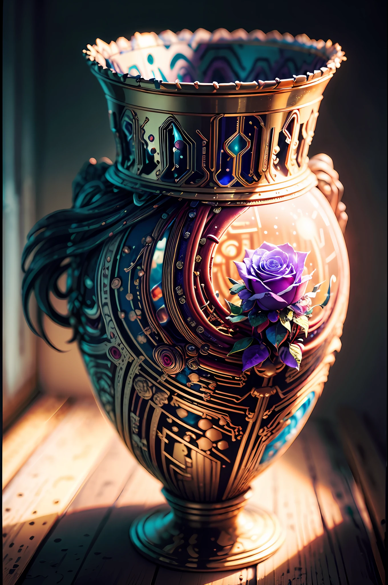 Best quality, masterpiece, ultra high res, (photorealistic: 1.4), absurd,
Iris blooms in the vase, fanciful creature,
CircuitBoardAI, Best quality, masterpiece, ultra-high resolution, (photorealistic: 1.4), absurd, a fantasy Rose Diadem bloom in the pot, CircuitBoardAI,