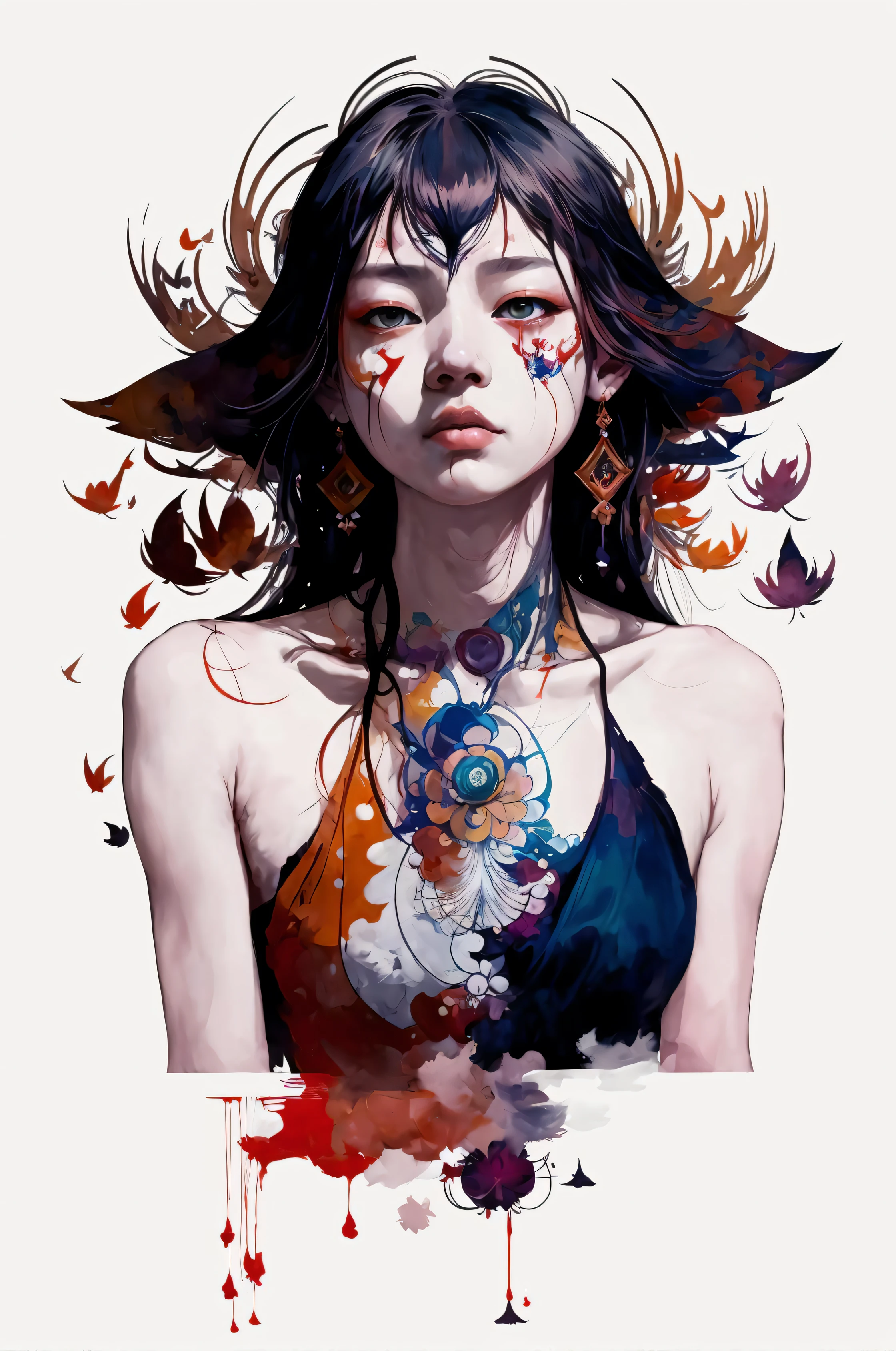 ( yae miko : 0.8  ) ,  there is ugliness in beauty, but there is also beauty in ugliness. in the style of adrian ghenie, esao andrews, jenny saville, edward hopper, surrealism, dark art by james jean, takato yamamoto, inkpunk minimalism