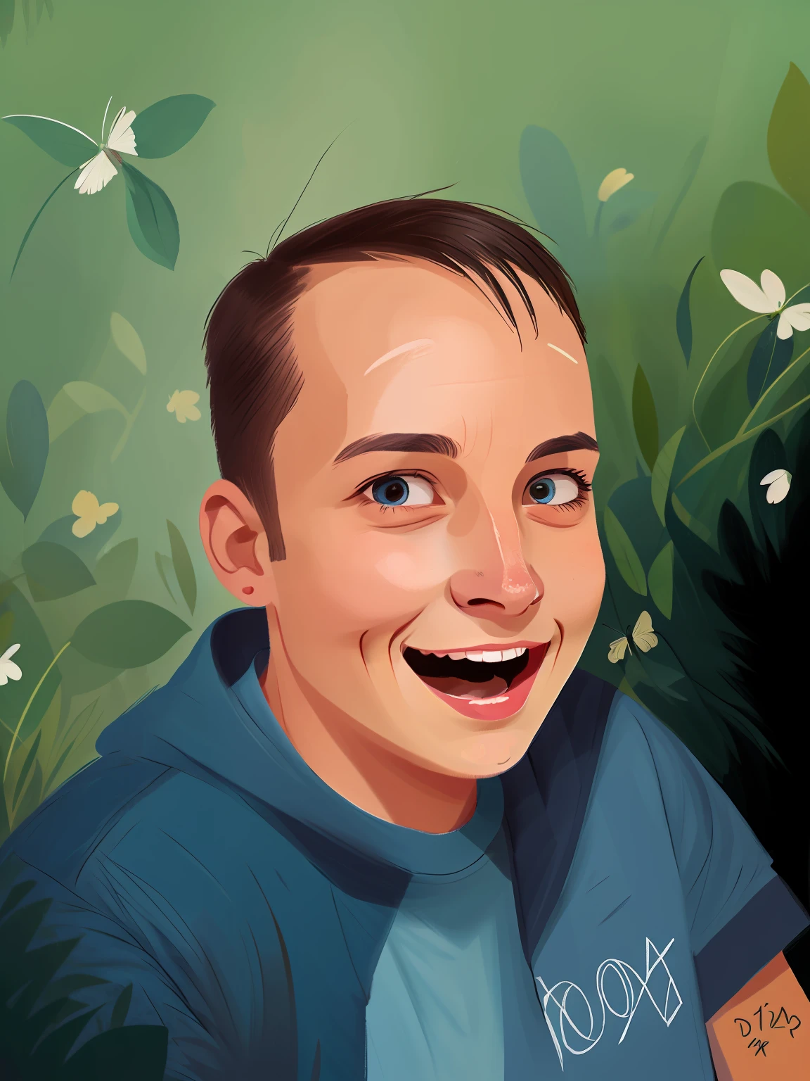 closeup, a colorful portrait, vivid eyes, mouth shut. smile.