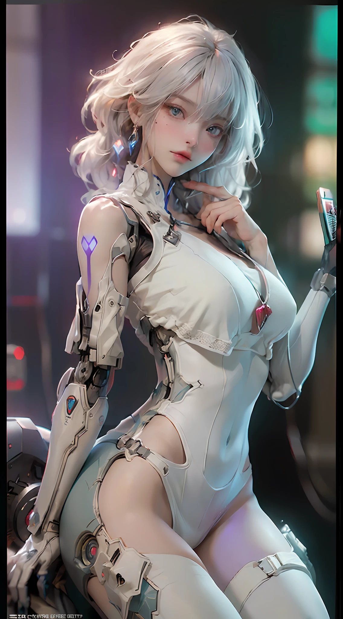 (Best Quality), ((Masterpiece), (Detail: 1.4), 3D, A Beautiful Cyberpunk Woman, HDR (High Dynamic Range), Ray Tracing, NVIDIA RTX, Super-Resolution, Unreal 5, Subsurface Scattering, PBR Textures, Post-Processing, Anisotropic Filtering, Depth of Field, Maximum Sharpness and Clarity, Multi-layer Textures, Albedo and Highlight Maps, Surface Shading, Accurate simulation of light-material interactions, Perfect Proportions, Octane Render, Two-color light, Large aperture, Low ISO, White balance, Rule of thirds, 8K RAW, Driving a giant Gundam, Rocket thruster, Nuclear Reactor, Futuristic Style, (Minimalist Style: 1.6), Robot, (Through Time), (Mecha), (Mechanical), (Pantsir), Aircraft Carrier, Close Artillery, Rocket Artillery, Carrier-based Aircraft, Professional RAW Color Photo, (Open leg: 1.3), Perfect, (Wide Angle), (Pendant) (colored gemstone), best quality, masterpiece, super resolution, (reality: 1.4), 1 girl, bare shoulders, crazy details, (hip fold: 1.5), lower chest, side chest, unrealistic engine style, boca effect, David La Chapelle style lens, bioluminescent palette: lilac, pale gold, pale pink, bright white, wide angle, super fine, cinematic still life, vibrant, Sakimichan style, perfect eyes, highest image quality 16K, inspired by Harry Winston, Canon EOS R 6 shot masterpiece "Chaos 50,--, under the eyes mole, ray tracing, surrealism, holding_weapon, no_humans, glowing_eyes, science_fiction, textured skin --s2