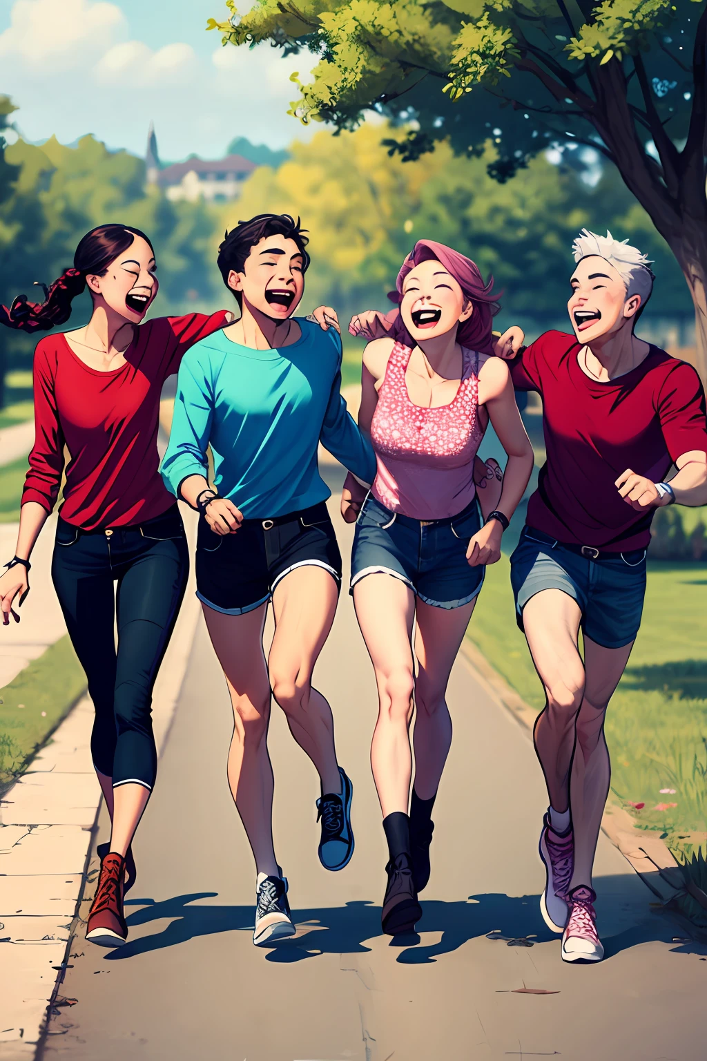 5 friends having fun