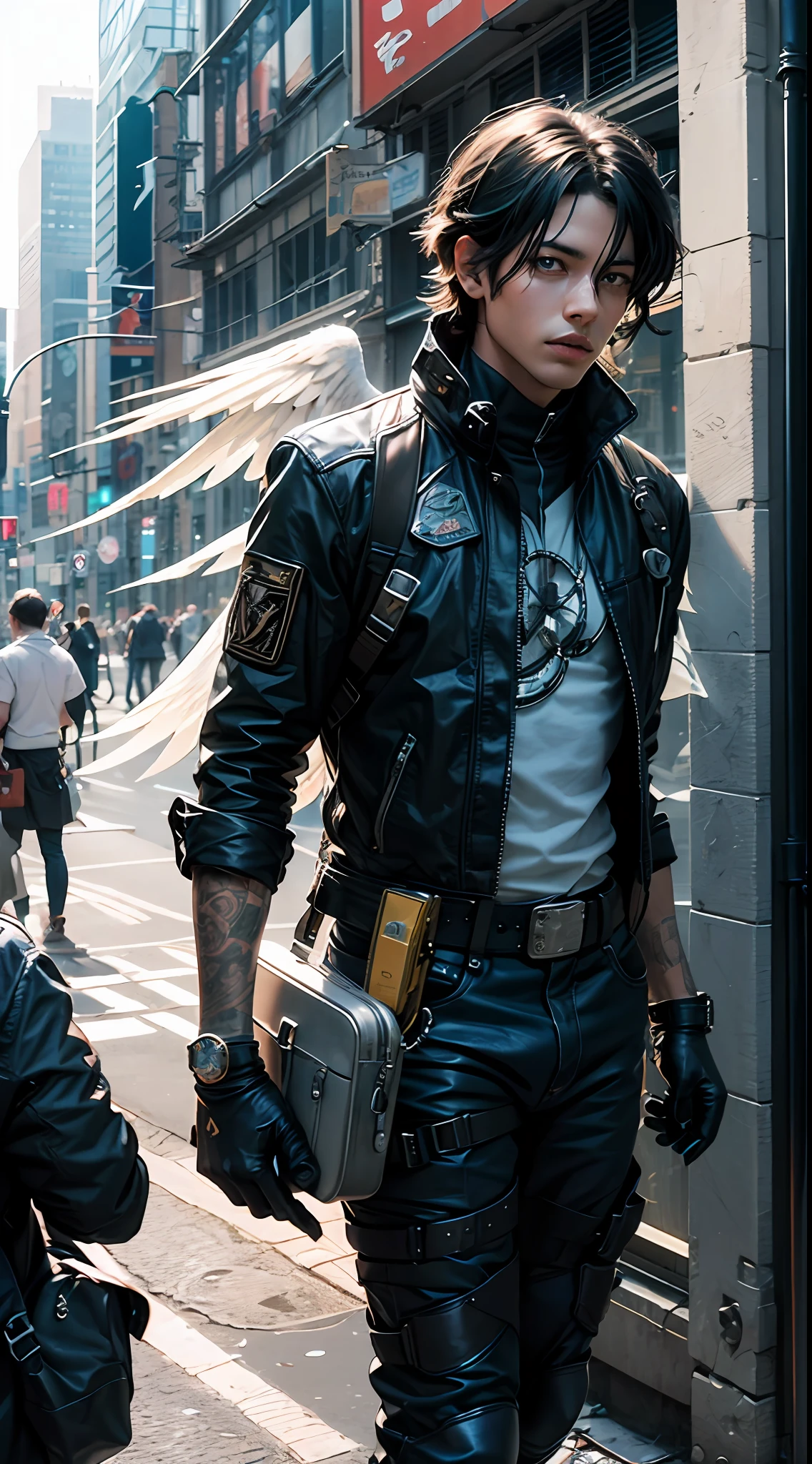 In the bustling metropolis of New York, you are an angel, man with black hair, blue eyes, CG ULTRA, guardian assigned to care for a soul - --auto