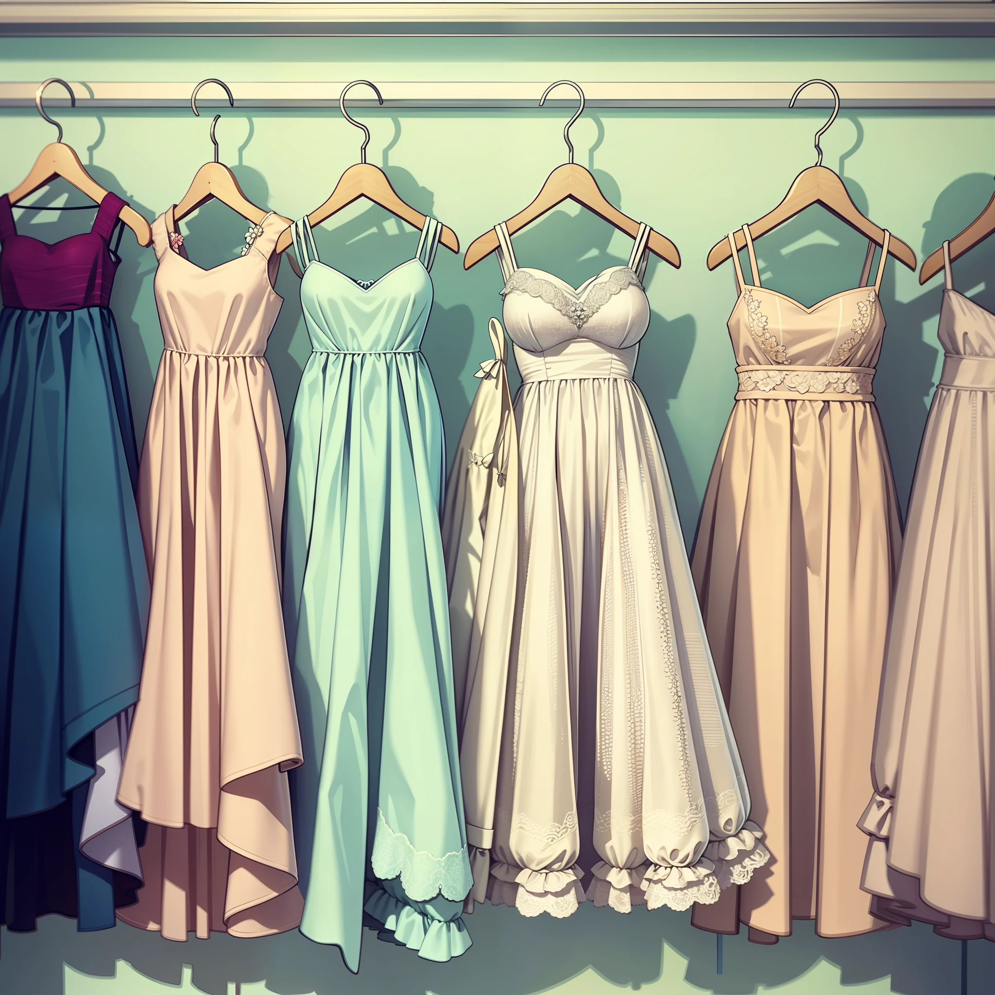 4 dresses hanging on hanger