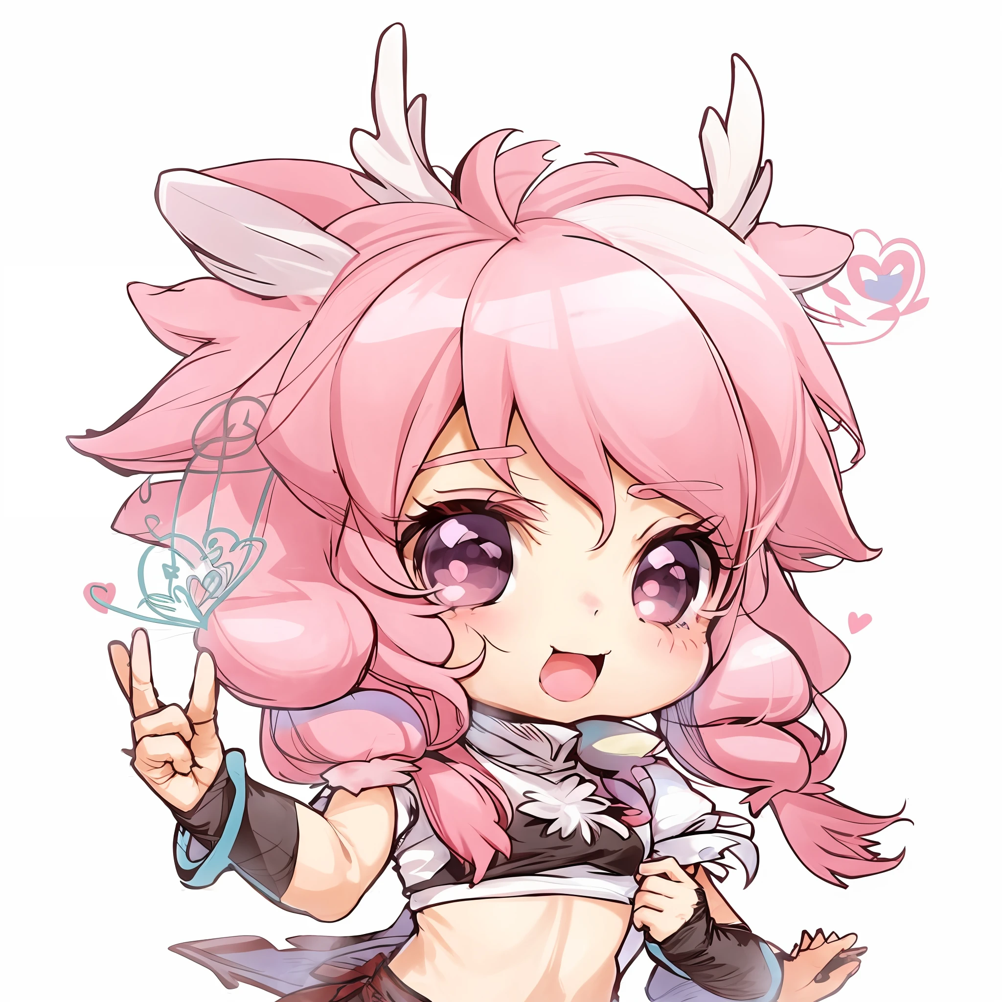 A cartoon girl with pink hair and a pink outfit holding a blue bird, Nyaruko-san, Anime Moe Artstyle, cute! Chibi! Catgirl, Chibi, Anime Chibi, Chibi Monster Girl, Anime Girl Named Lucy, [[[Grinning Evily]]]], Mika Kurai Demon, holding a prudish pose, Anime Cute Catgirl, smile, cheerful face