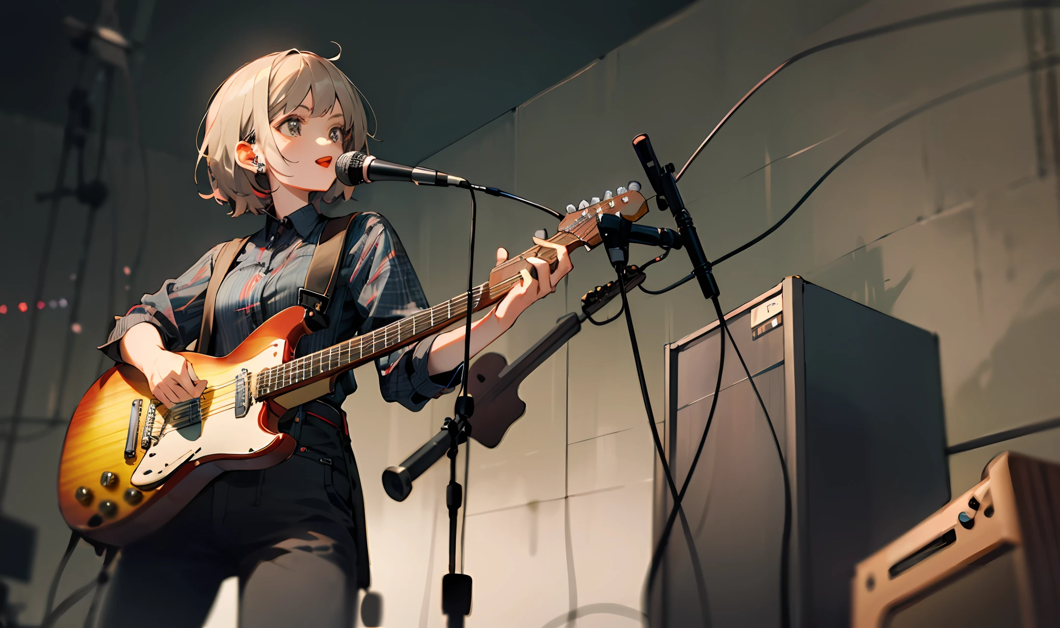 Guitar with vintage microphone