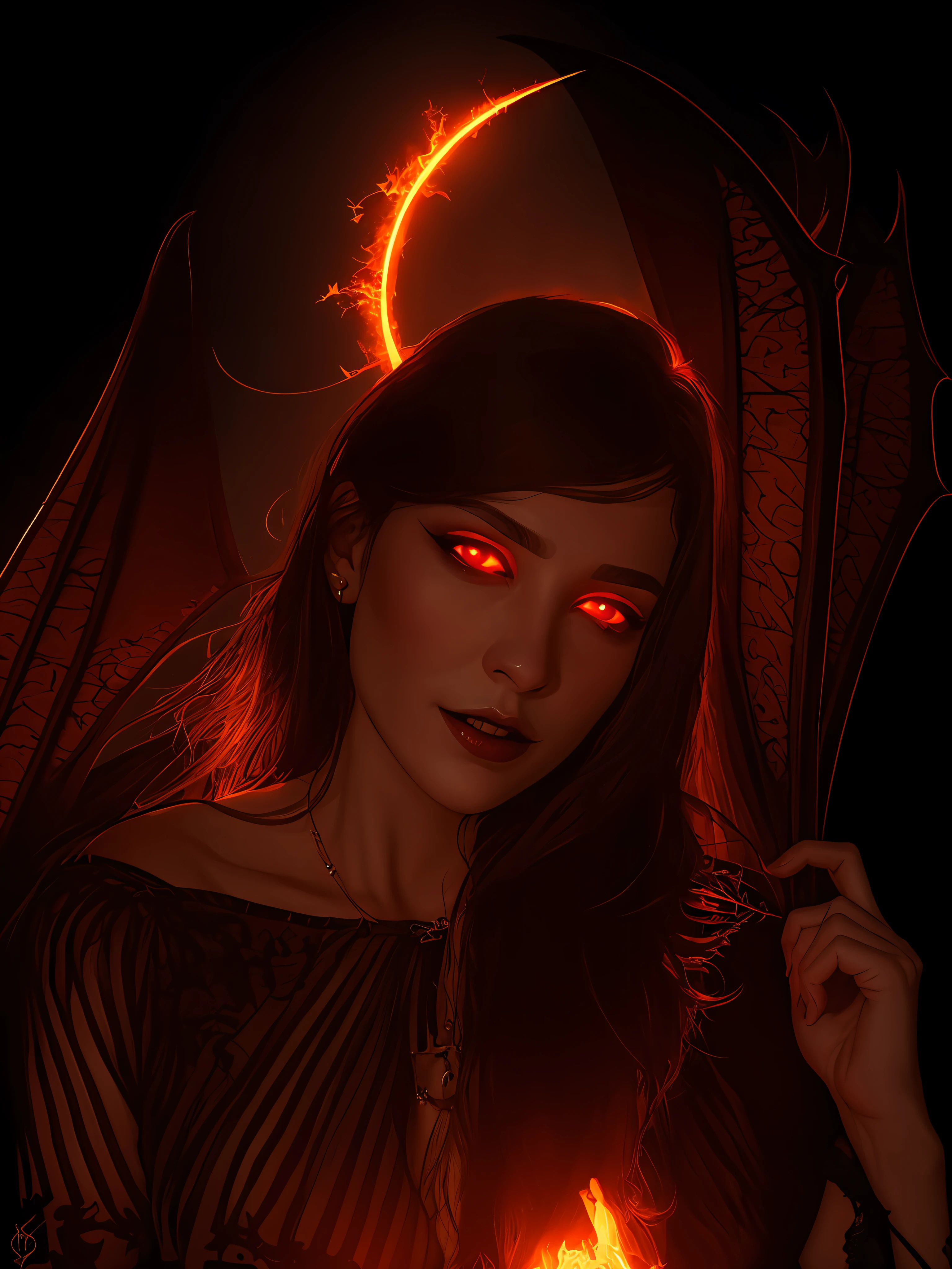 Fine, (Best Illustration), 8k Resolution, Intricate Details, Best Quality, Realistic, Ultra Detailed, Best Lighting, Best Shadows, Ultra HD, A Necromancer, Night, Magic, Dark Style, Vampire, Bat wings, red glowing eyes