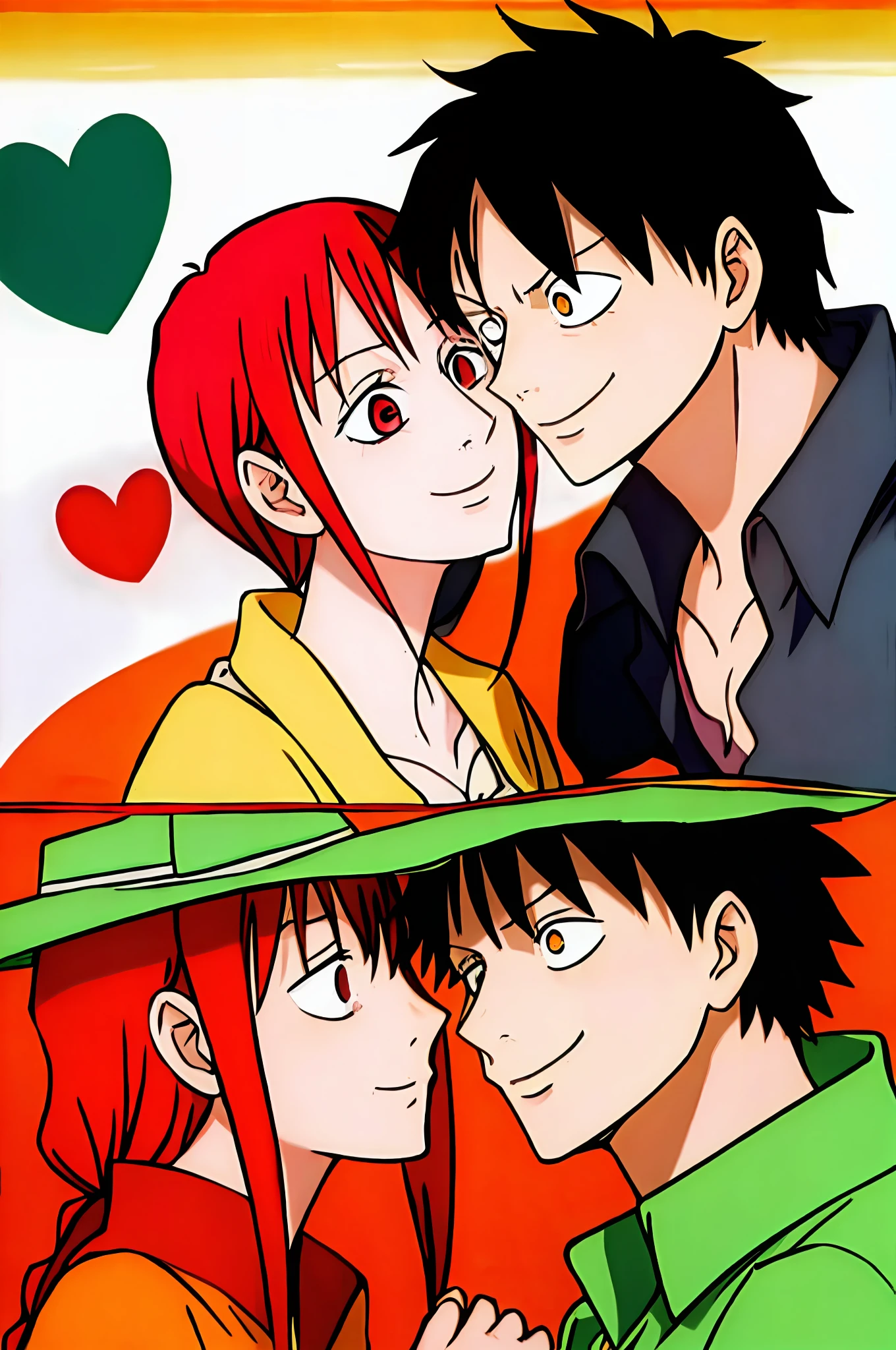 makima , monkey d.luffy, couple, husband and wife,happy, lovey dovey