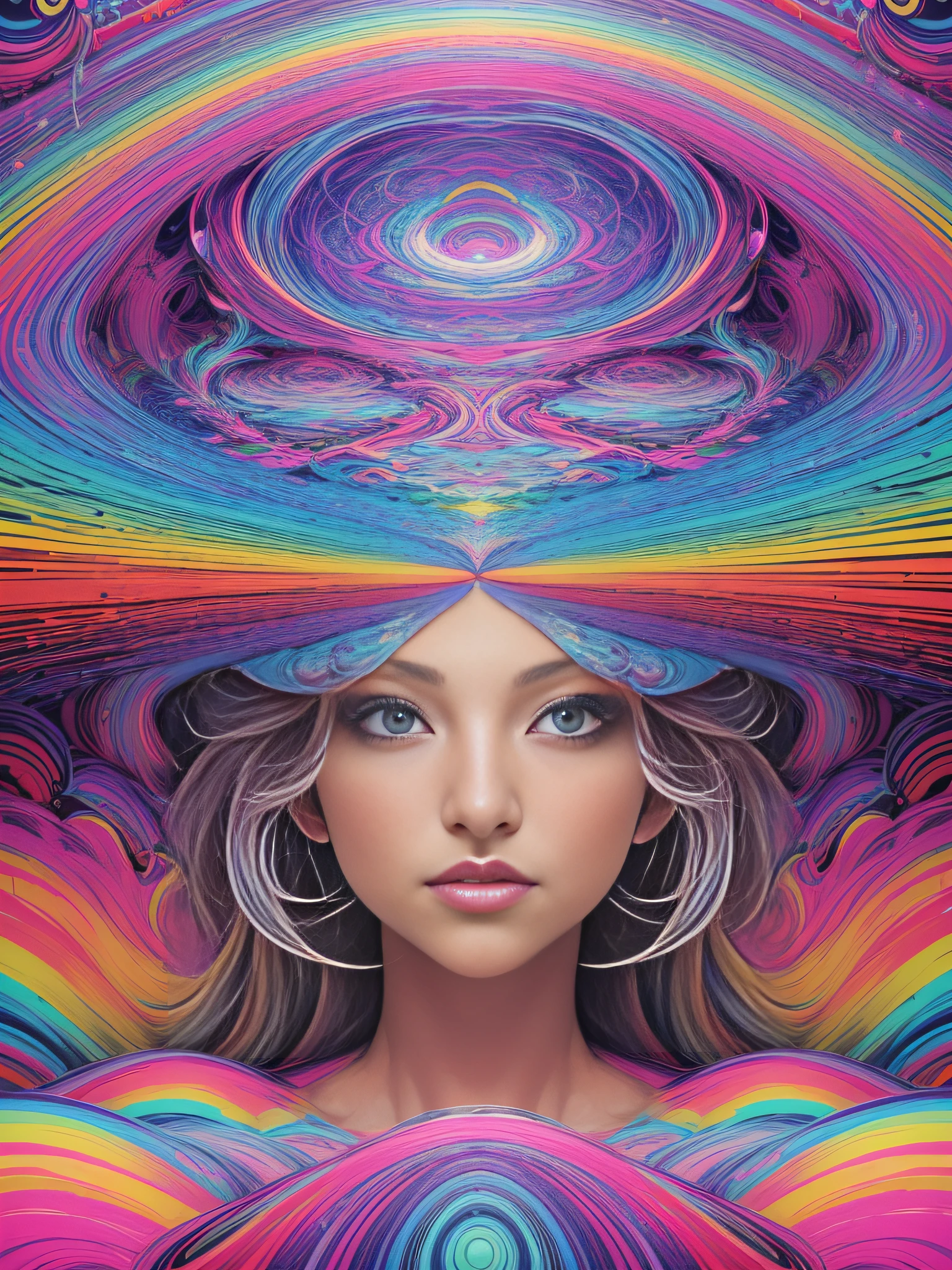 Kate Hudson is a hippy chick on who just took 3 hits of acid, she is tripping her brains out, mindmelt,  psychedelic color trails, add_detail