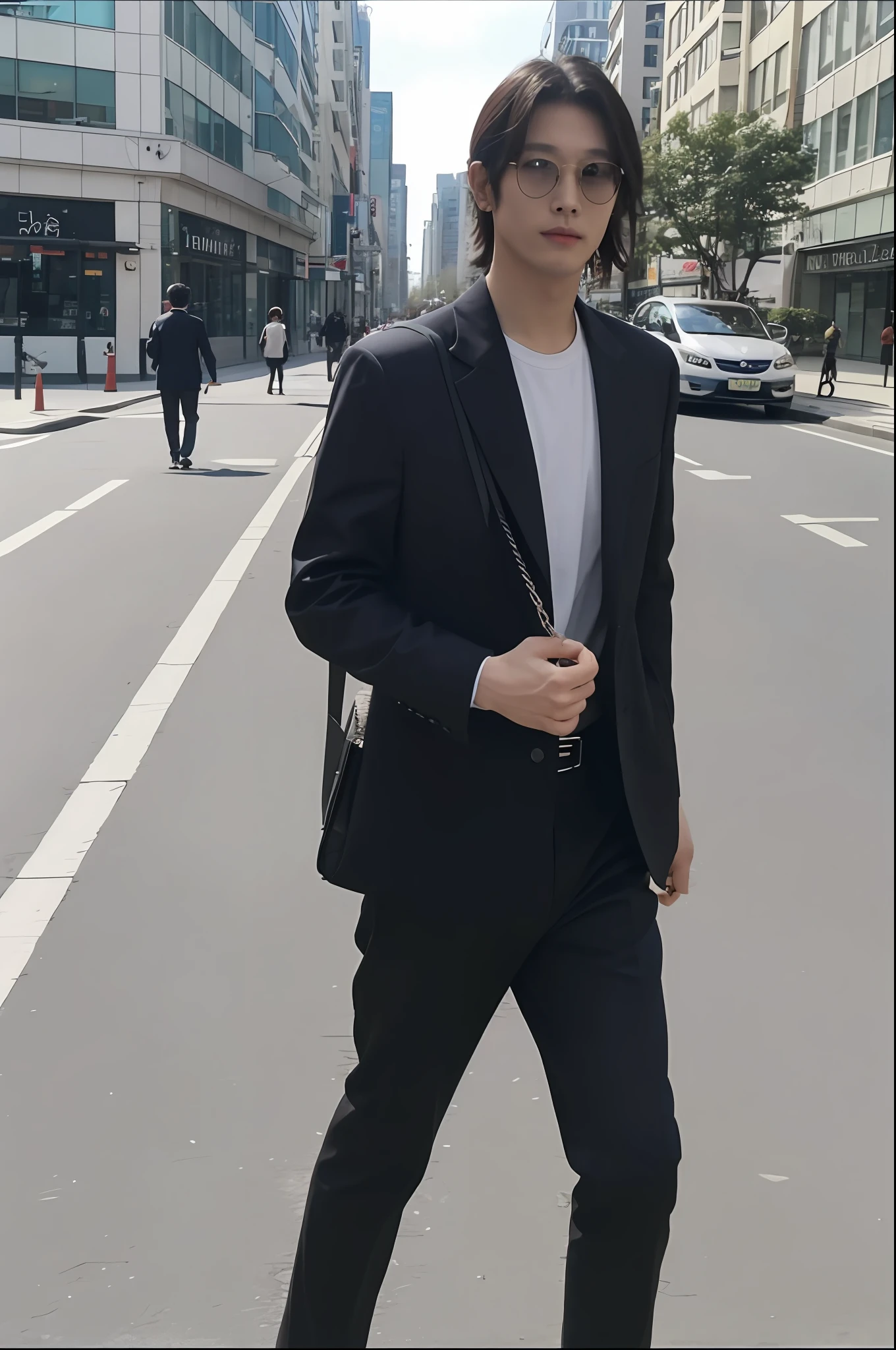 A man walking with bags in hand, street, paparazzi footage, sunny weather, video screenshot