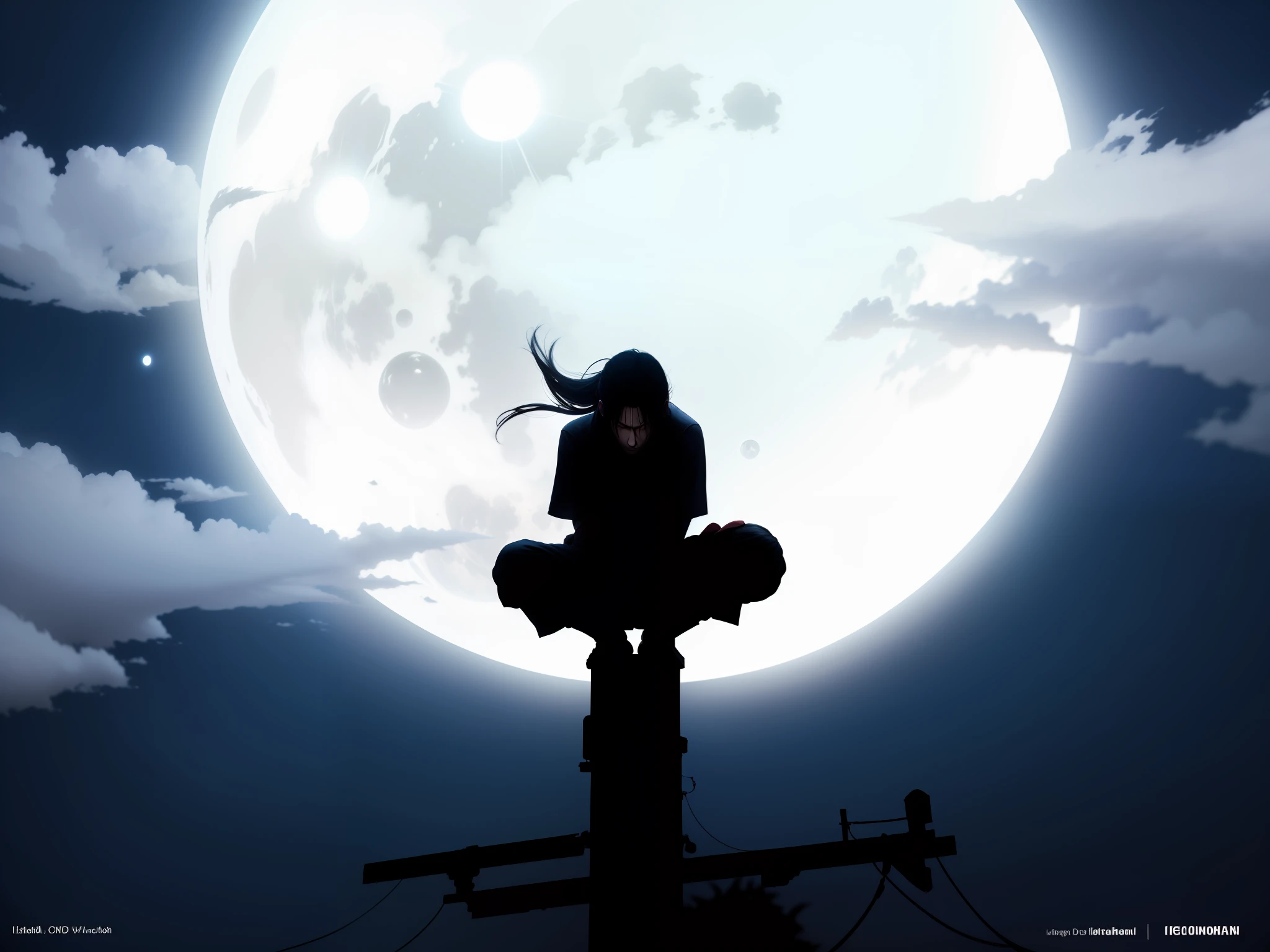 A realistic CGI version of Uchiha Itachi. Bright moon