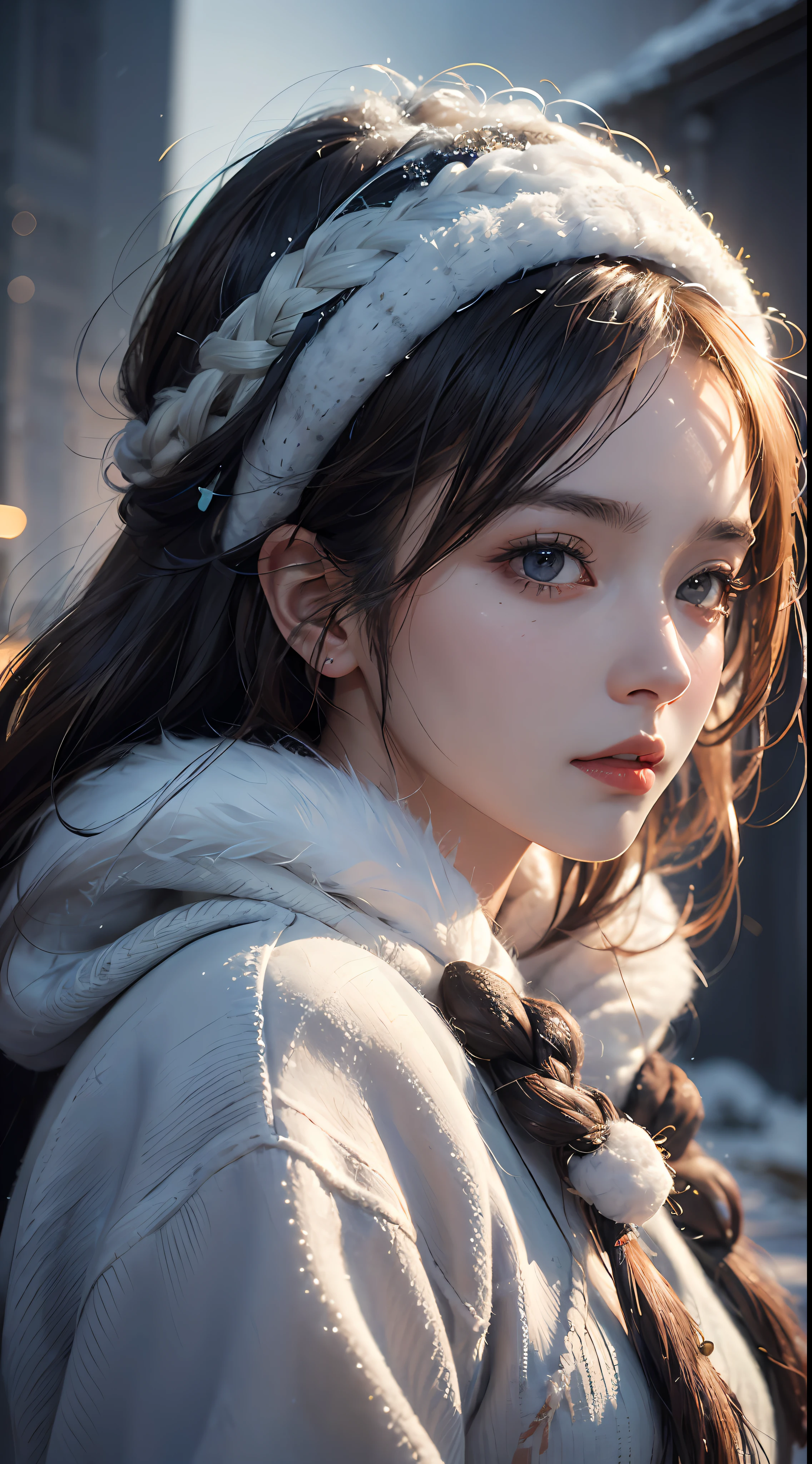 wlop, dalcefo, realistic, painting, detailed face, ((winter)), movie lights, pretty faces, face shots, (extreme detail CG Unity 8K wallpaper, masterpiece, highest quality), (exquisite lighting and shadow, highly dramatic picture, cinematic lens effect), (excellent rendering, enough to stand out in its class)