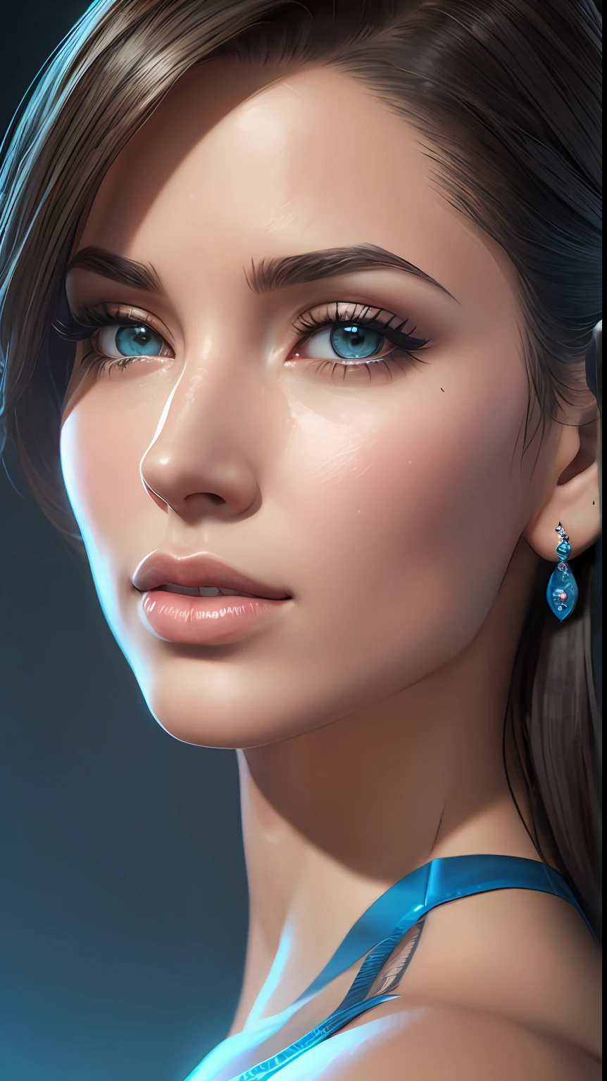 blue poster, black Brazilian face, curly hair, brown eyes, thick and well-defined eyebrows, snub nose, add glasses to the face, Modern and elegant frame model in metal or acetate, with colors such as black, brown, red, among others . Lenses can be clear or have a slight tint --auto