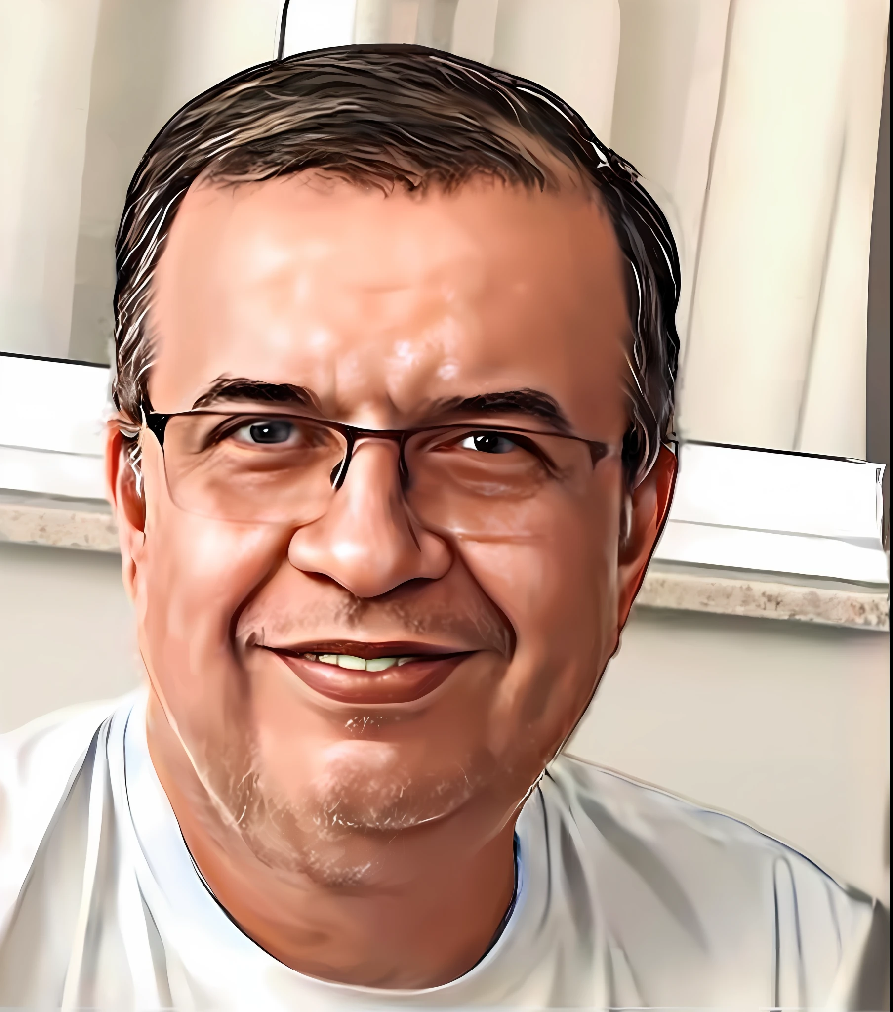 Smiling man in white shirt and glasses with white shirt, NFT portrait, cartoon portrait,p, caricature illustration, digital cartoon painting, detailed portrait, detailed illustration portrait, digital illustration portrait, edu souza, caricature style, close-up portrait rendering, aykut aydogdu