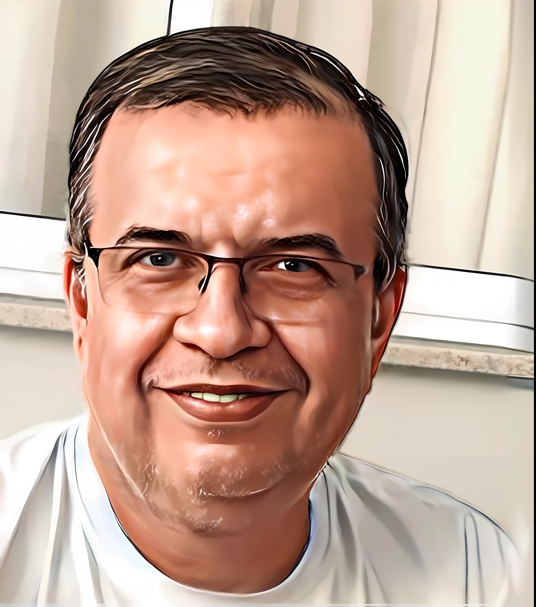 Smiling man in white shirt and glasses with white shirt, NFT portrait, cartoon portrait,p, caricature illustration, digital cartoon painting, detailed portrait, detailed illustration portrait, digital illustration portrait, edu souza, caricature style, close-up portrait rendering, aykut aydogdu