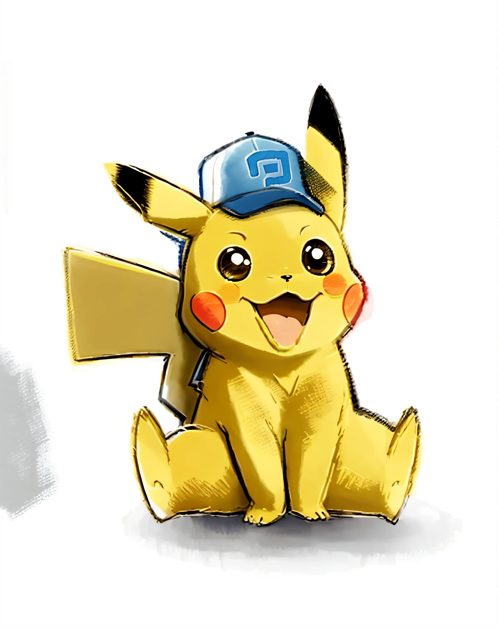pokemon pikachu with a blue hat sitting down, concept art of pikachu, megaman as pikachu, illustration pokemon, pikachu, pikachu on acid, pokemon cap, pokemon style, pikachu as a human, pokemon art style, cyberpunk pikachu, real life pikachu, style of cute pokemon, pokemon, surprised pikachu, style of pokemon, pikachu as jesus, pokemon inspired, pokemon anime style