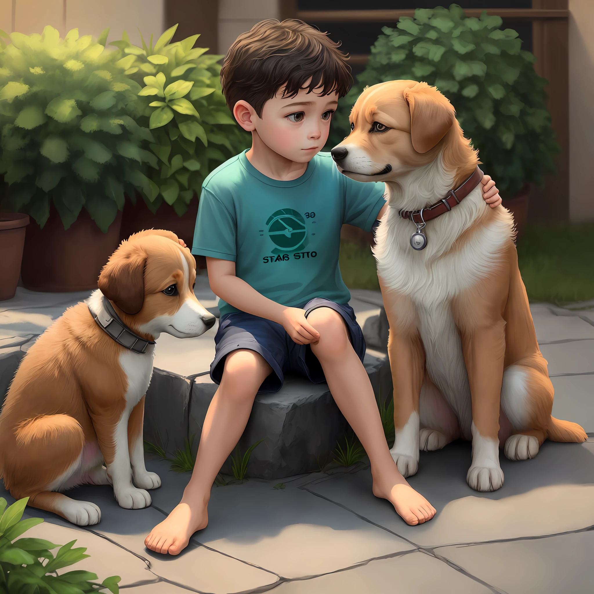making stop sign showing palm to sitting puppy, (masterpiece: 1.3), (best_quality: 1.3), (ultra_detailed: 1.5), 8k, extremamente_claro, realism, (ultrarealistic: 1.5)