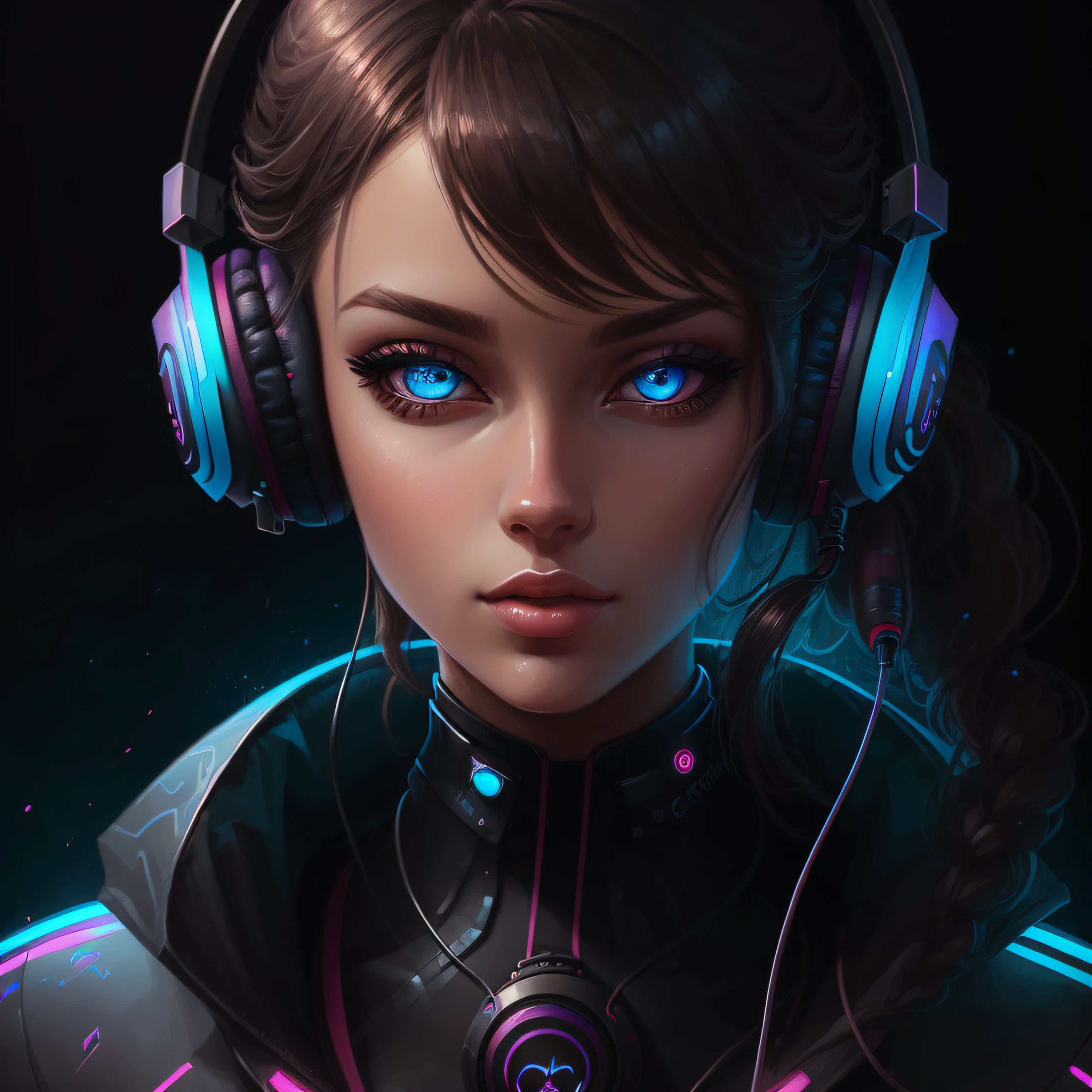 a close up of a Nordic woman wearing headphones and a colorful outfit, stunning digital illustration, portrait beautiful sci - fi girl, futuristic art style, beautiful digital artwork, colorfull digital fantasy art, futuristic woman portrait, epic digital art illustration, colorful digital painting, futuristic digital painting, vibrant digital painting --auto