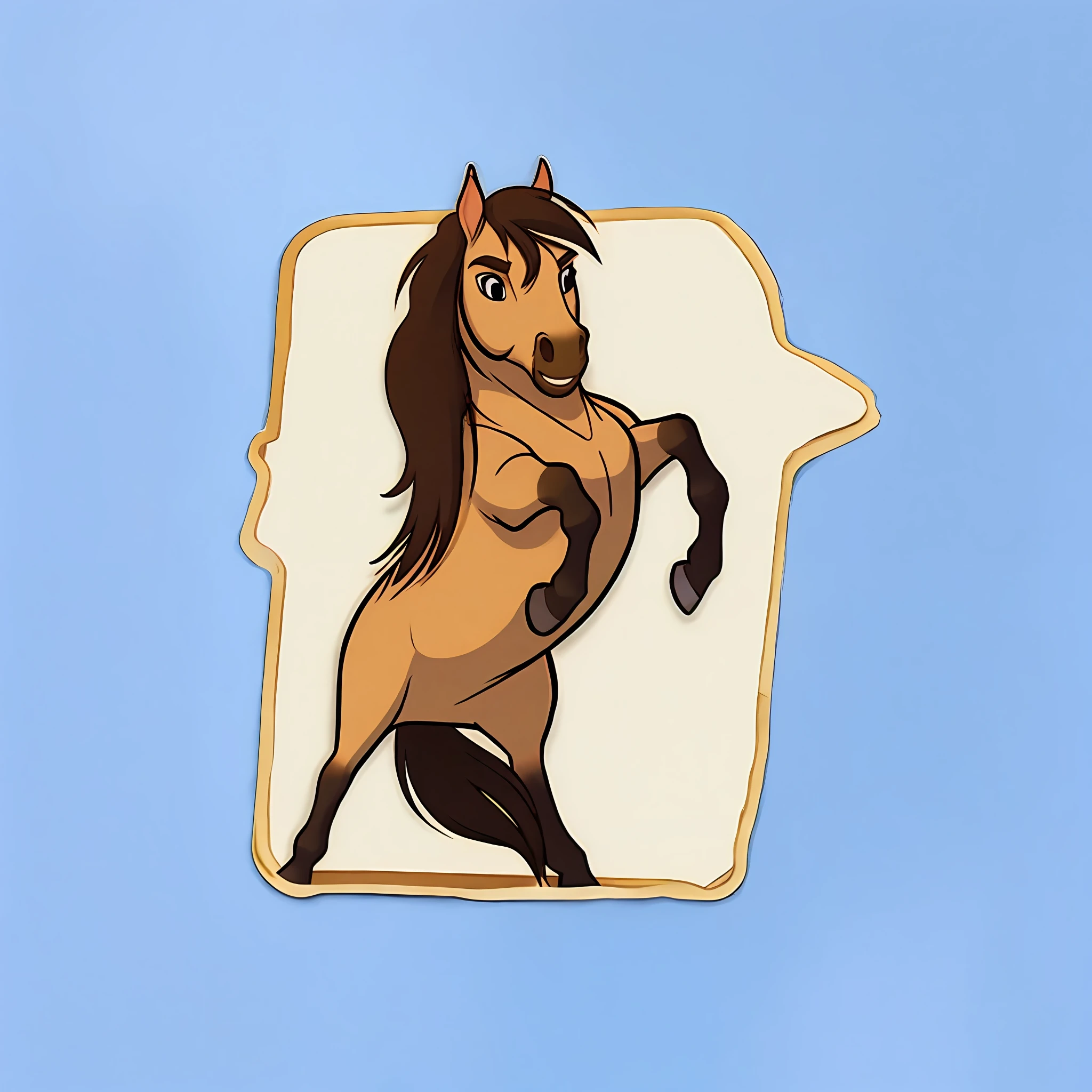 spirit2002, horse, sticker, sample background, white background, cartoon, minimalism, solid outline
