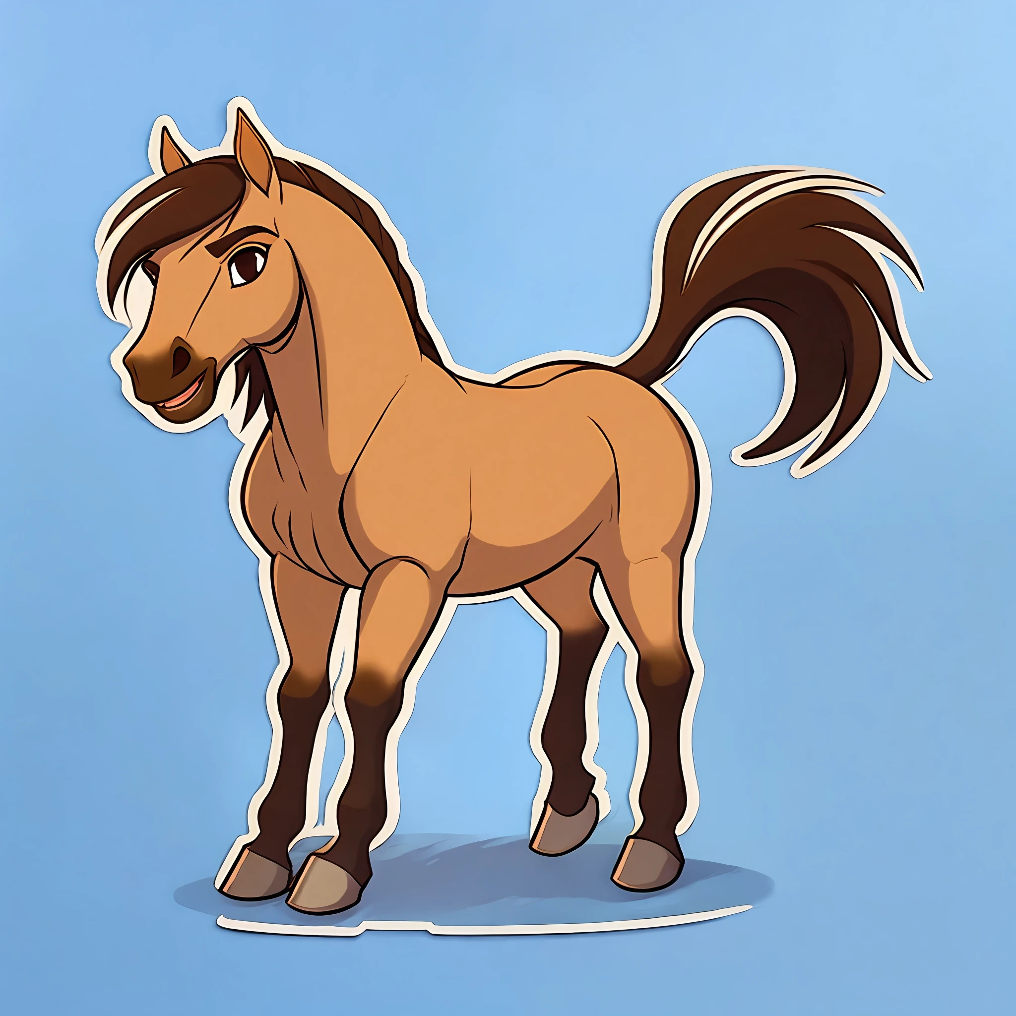 spirit2002, horse, sticker, sample background, white background, cartoon, minimalism, solid outline