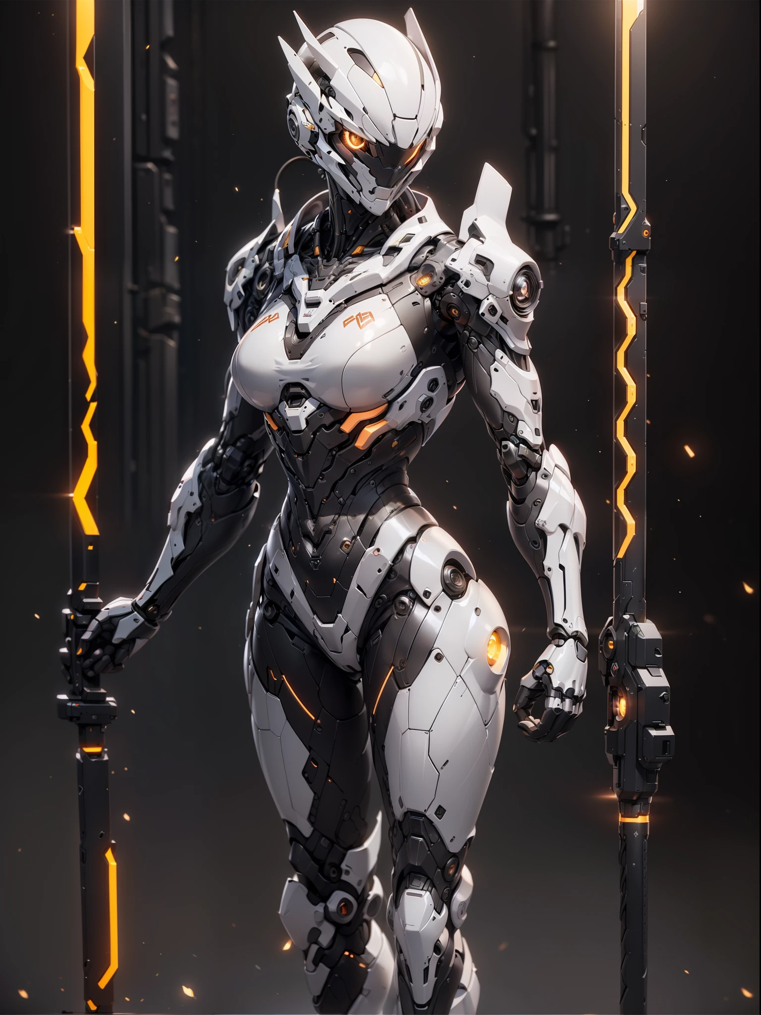 (1.5), (1 mechanical girl: 1.5), full body, solo, slender waist, thick thighs, (mechanical joints: 1.2), (mechanical limbs: 1.1), (blood vessels connected to tubes), (mechanical vertebrae attached to the back), (mechanical neck connected to the neck), armored lights, mecha head mirror, (glowing arms: 1.5), (laser eyes: 1.5), expressionless,
Color, HDR, Ray Tracing, NVIDIA RTX, Super Resolution, Unreal 5, Subsurface Scattering, PBR Textures, Post Processing, Anisotropic Filtering, Depth of Field, Maximum Sharpness and Acutance, Rule of Thirds, 16k Raw, (Glow Particle: 1.4), Extremely Detailed CG, Unity 8K Wallpaper, 3D, Cinematic Lighting, Lens Vires, Reflections, Sharp Focus, Cyberpunk Art, Realistic, Highly Detailed CG Illustration, Extremely Delicate and Beautiful, Cinematic Light, (Realistic: 1.5), (dark background:1.5), dynamic angle, masterpiece, best quality, hyperdetail, illustration, detail light, dramatic_shadow,face shadow, extra detail, best performance, (nsfw:0.5)