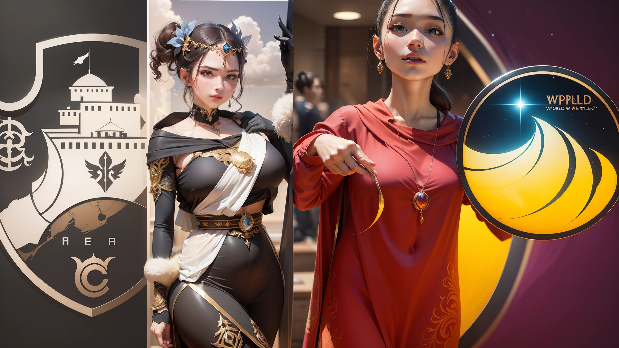 A version of two beautiful women with perfect bodies, with powerful goddess effect, with supreme celestial lights and brilliance. Two women from another world without being earth A top effect of the world in which the two rule the whole world --auto