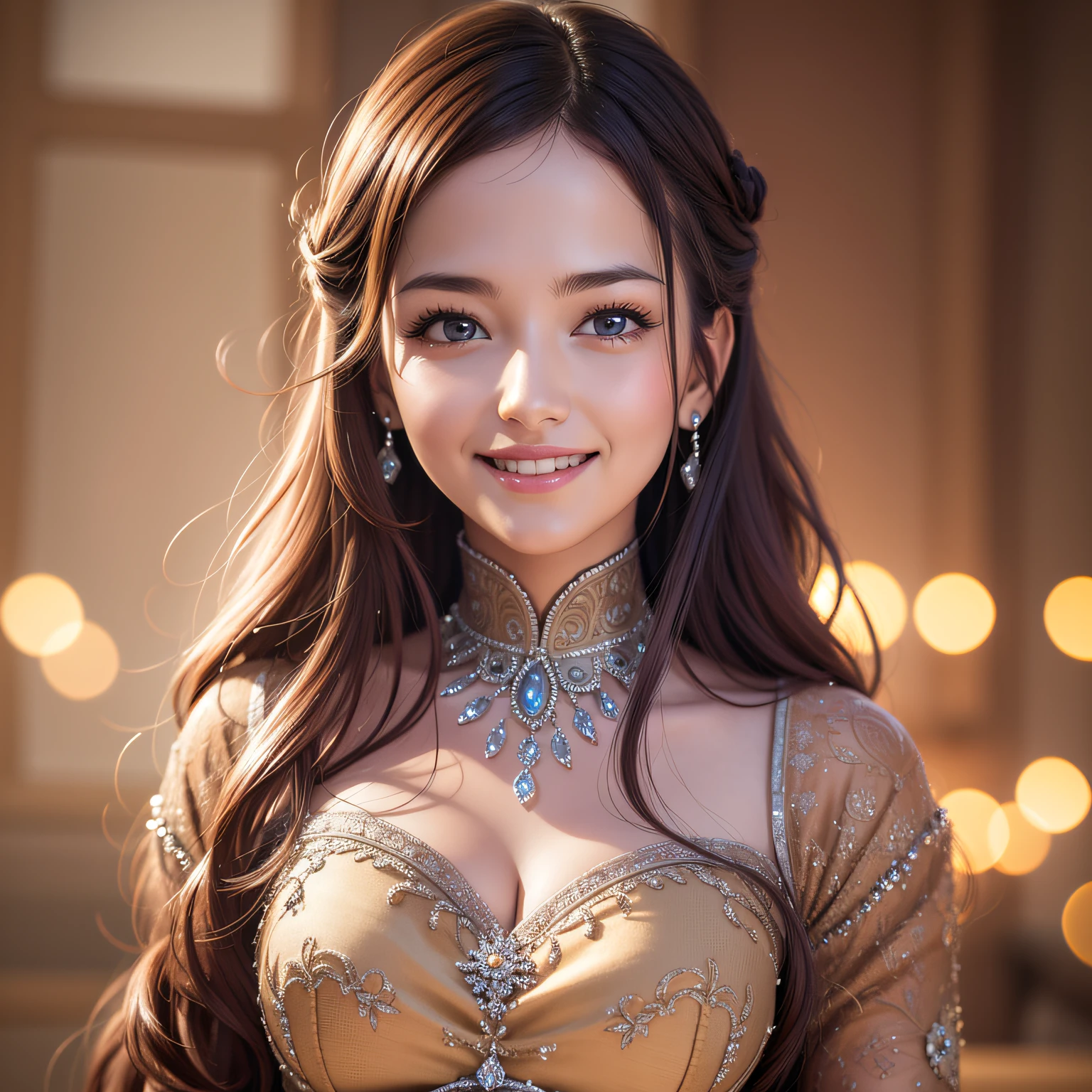 beautiful girl in closeup,, PerfectNwsjMajic,(masterpiece, top quality, best quality, official art, beautiful and aesthetic:1.2), (1girl), extreme detailed,colorful,highest detailed, official art, unity 8k wallpaper, ultra detailed, beautiful and aesthetic, beautiful, masterpiece, best quality,slight mischievous and seductive smile, (zentangle, mandala, tangle, entangle) ,holy light,gold foil,gold leaf art,glitter drawing, are shoulders, barefoot, bare back, shiny skin, shiny hair, closeup, chest, neck, shoulders, full head, perfect eyes, perfect iris