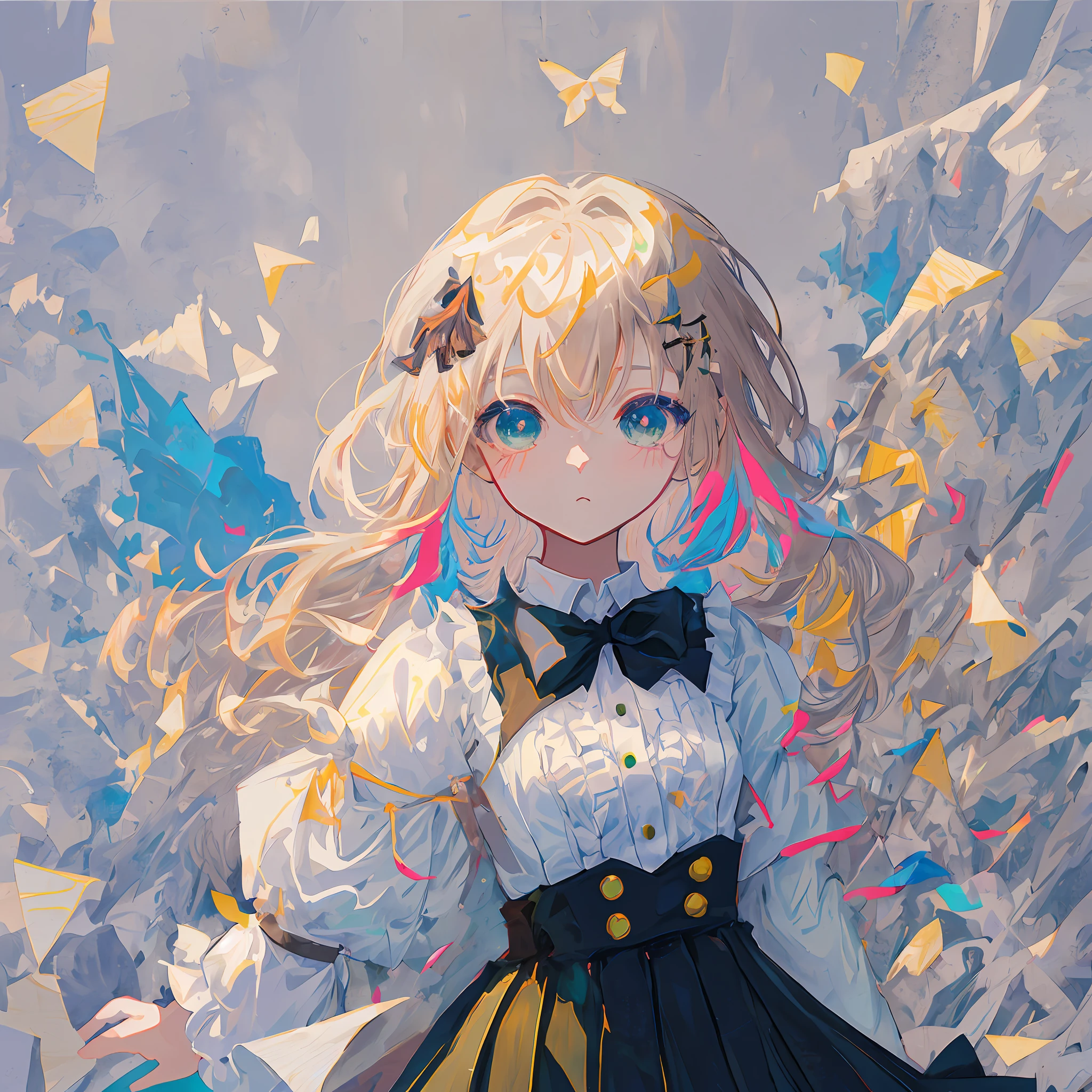Anime girl with long green hair and green eyes in dress, Guvez on pixiv art station, white background, detailed digital anime art, beautiful anime artwork, anime style 4 K, digital art on pixiv, Q version characters, anime fantasy illustration, clean detailed anime art, Guweiz on ArtStation Pixiv, anime , anime art wallpaper 4k