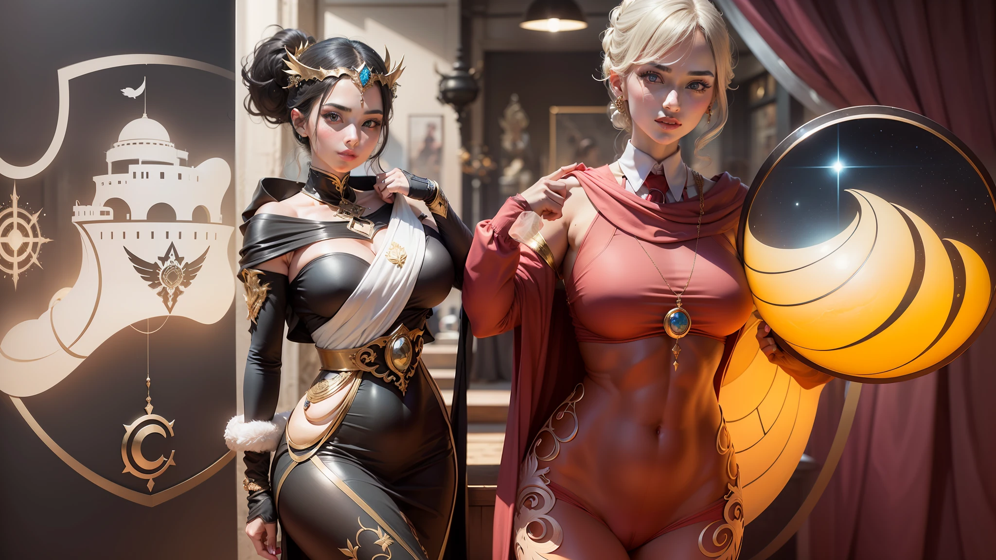 A version of two beautiful women with perfect bodies, with powerful goddess effect, with supreme celestial lights and brilliance. Two women from another world without being earth A top effect of the world in which the two rule the whole world Two women who rule the universe with burning powers leaving their bodies even bigger beautiful and showing body part --auto