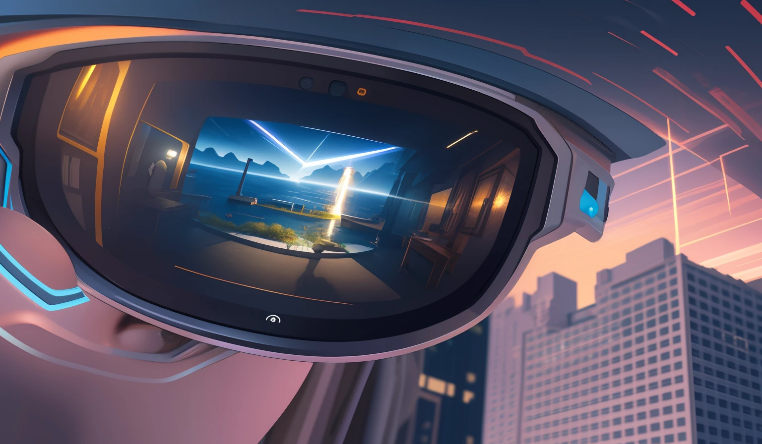 Create a work of art ((top-notch quality)), ((masterpiece)), ((true to life)) that showcases HoloLens. It depicts a user using the device and interacting with virtual objects and information in an outdoor environment. Emphasize seamless integration of virtual elements with the real world. Use the vibrant, sunlit day environment to create a sense of energy and vitality. It captures the essence of Leonardo Da Vinci's artistic style, combining technical precision with artistic mastery. Use digital art as a medium to take advantage of three-dimensional representation capabilities, allowing viewers to feel immersed in the scene. Incorporate an energetic color palette with dramatic lighting effects to enhance visual impact. It employs cutting-edge digital graphics techniques such as Octane Render and Blender Cycles to achieve realistic and captivating images. Make sure the artwork renders in high resolution, capturing the fine details of HoloLens Pro and virtual elements, rrk.