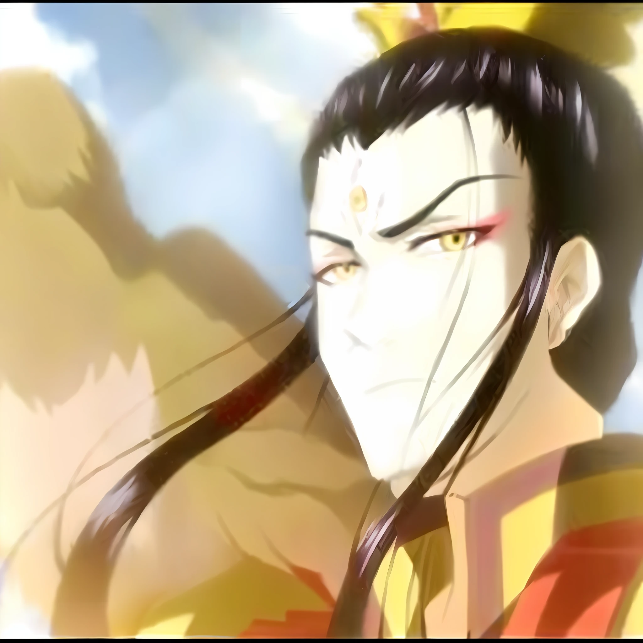 a close up of a person with a bird in the background, heise jinyao, shuushuu anime image, from sengoku period, akira from chinese mythology, screenshot from guro anime, bian lian, inspired by Huang Shen, zhao yun, anime still film anime shikishi, anime screencap, screenshot from the anime film, anime still image