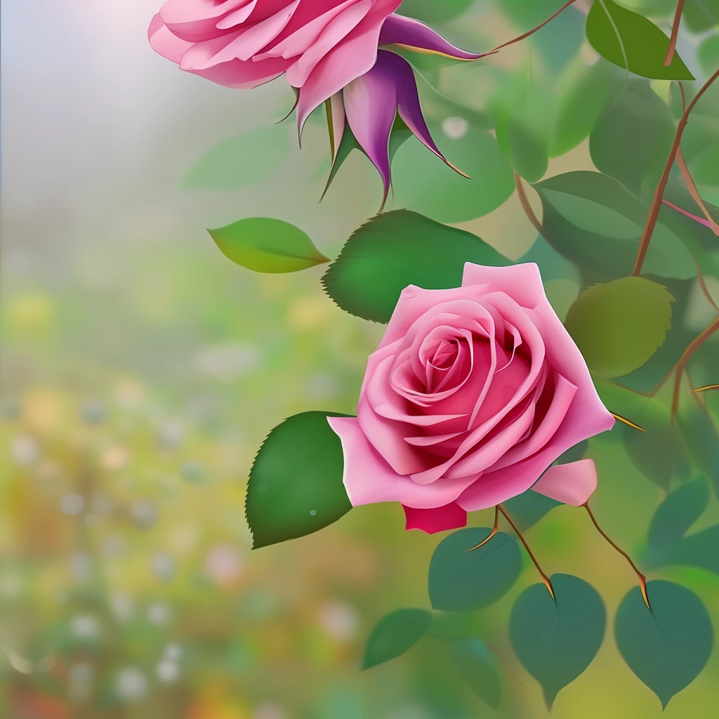 a rose bush with many roses and raindrops dripping --auto --s2