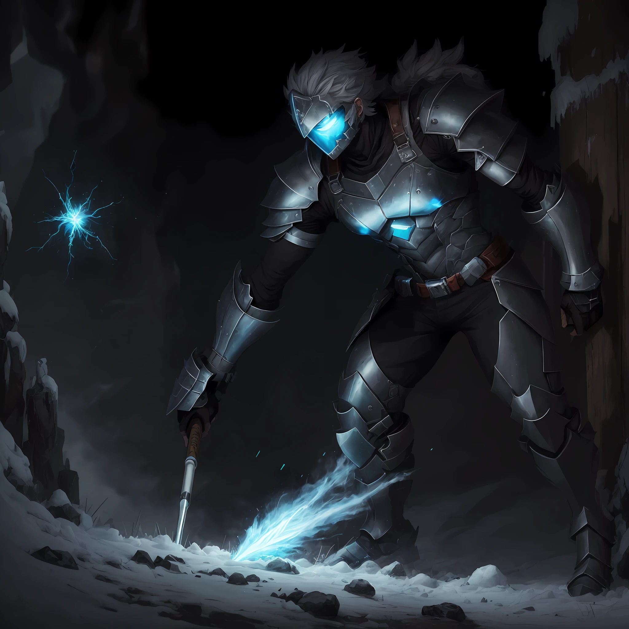 **Name**: Frostbite
**Powers**: He can manipulate ice and acid with his mind, creating varied shapes and effects. He can freeze his enemies, create ice shields, launch acid projectiles, dissolve objects, and more.
**Armor**: He wears metallic gray armor that covers his entire body except his face. The armor is resistant to extreme temperatures and chemical attacks. It also has sensors that allow Frostbite to detect the heat and moisture around it.
**Weapon**: He carries a club of thorns made of metal and bones. The club has sharp tips that can puncture the flesh and cause bleeding. The club can also release a burst of corrosive acid when Frostbite hits it on something.
**Personality**: Frostbite is a cold and calculating hero, who does not hesitate to use his powers to eliminate his enemies. He's loyal to his allies, but he doesn't care much about civilians. He has a sense of self-righteousness, which sometimes conflicts with laws and social norms. He is a cadaverous being