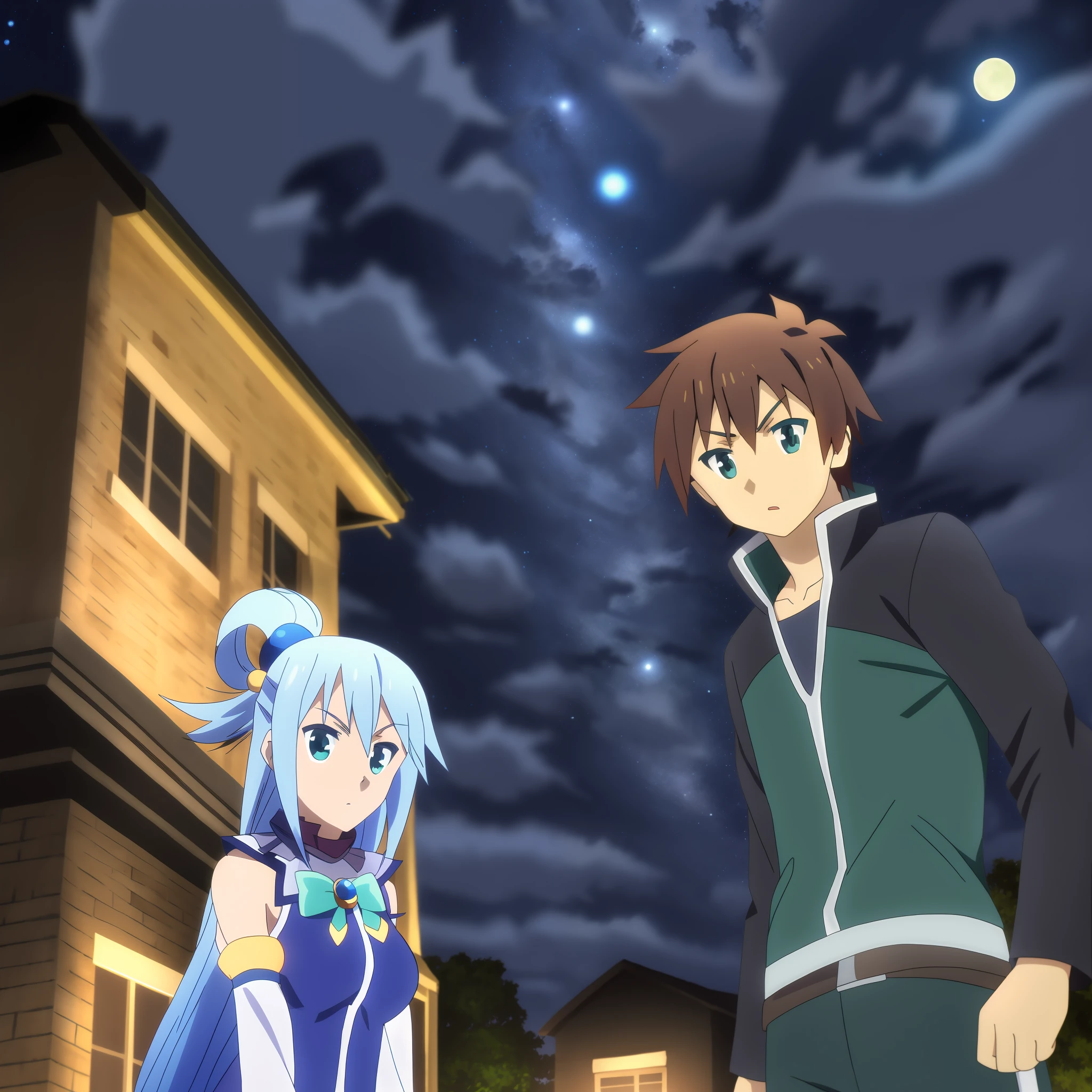 Archangelia; Aqua, Kazuma, by night