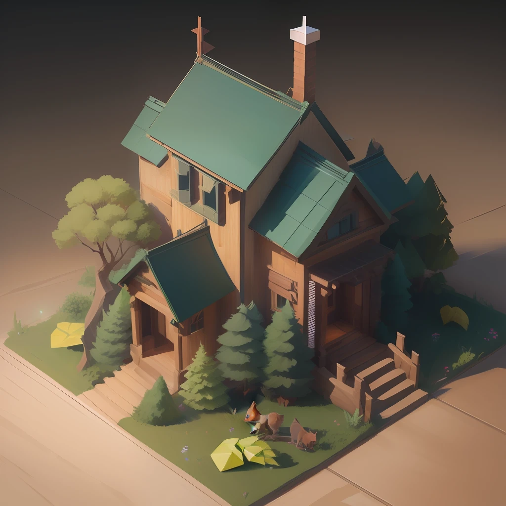 Draw a squirrel in the low poly style, as simple as possible