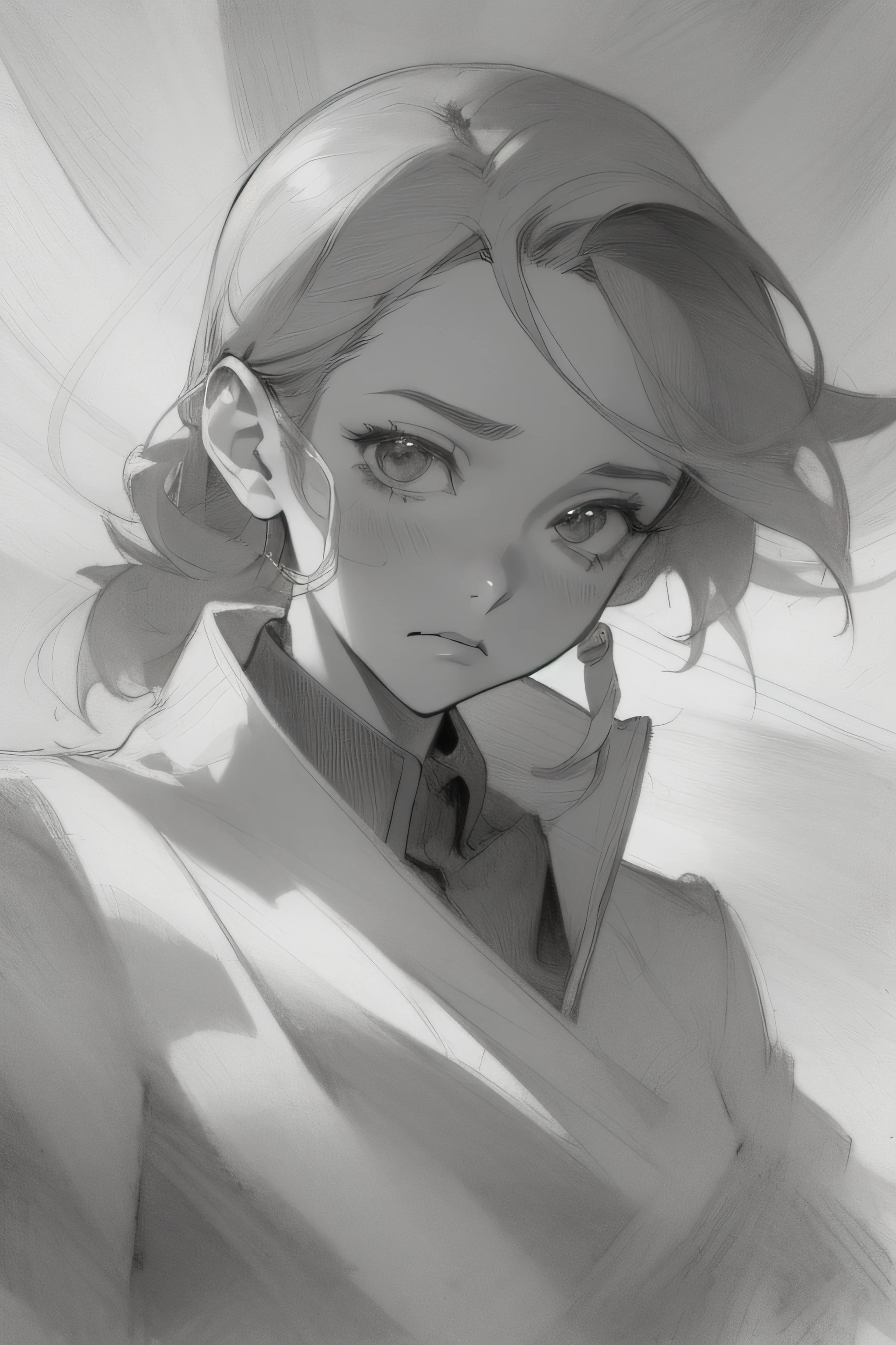 (masterpiece, top quality: 1.2), super detail, cinematic lighting, HDR, sketch, portrait, sketch, ((((Detailed pencil drawing))), one beautiful woman, sadness, upper body, 25 years old, slim body, small, beautiful, impressive, margins, inspiration, dynamic angle,