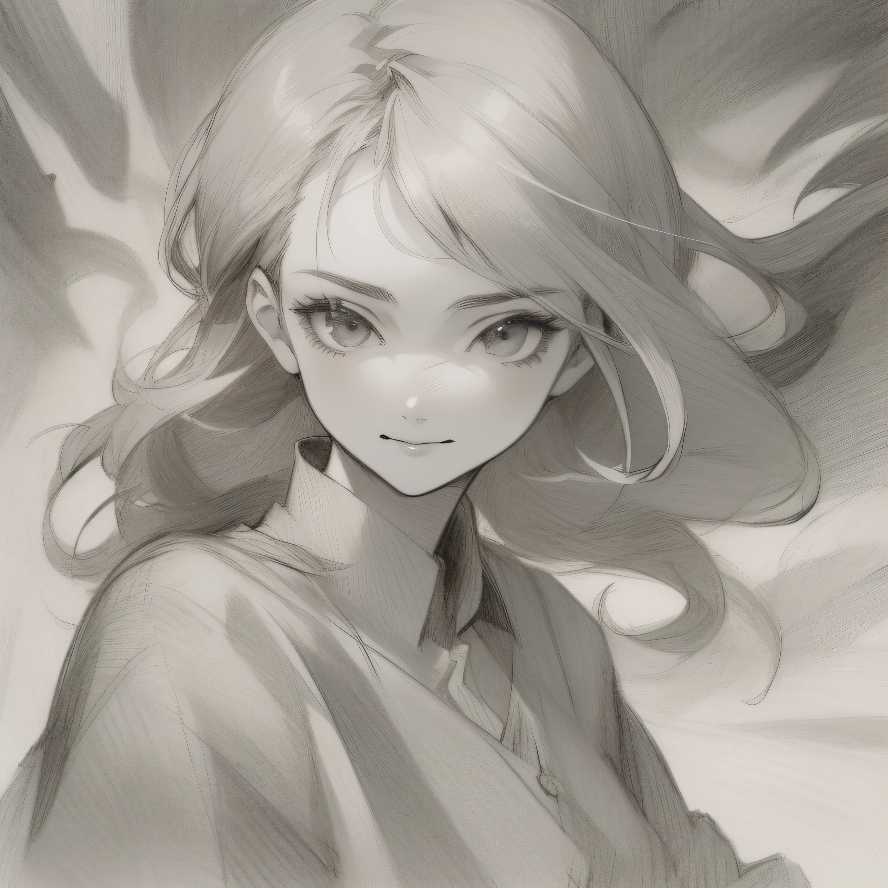 (masterpiece, top quality: 1.2), ultra detail, cinematic lighting, HDR, sketch, portrait, sketch, ((((Detailed pencil drawing))), one beautiful woman, gentle smile, upper body, 25 years old, slim body, small, beautiful, impressive, margins, inspirational, dynamic angle,