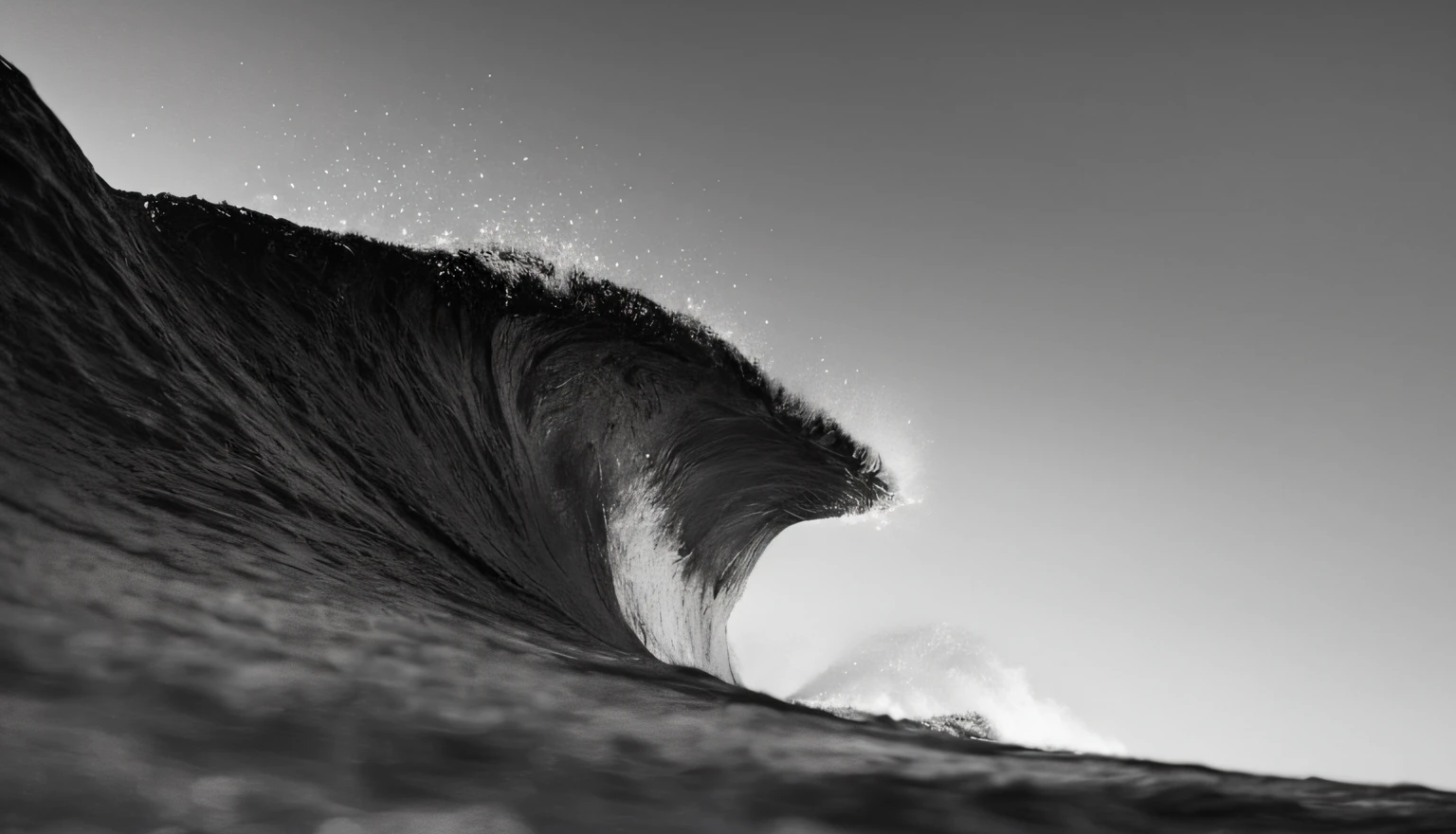 arafed wave breaking on the beach with a clear sky, surf photography, inside the curl of a wave, tube wave, wave, crisp lines, big wave, high backlit waves, por Andrew Bell, ocean wave, stunning waves, wave breaking, de Clint Cearley, wallpaper format 2560X1440