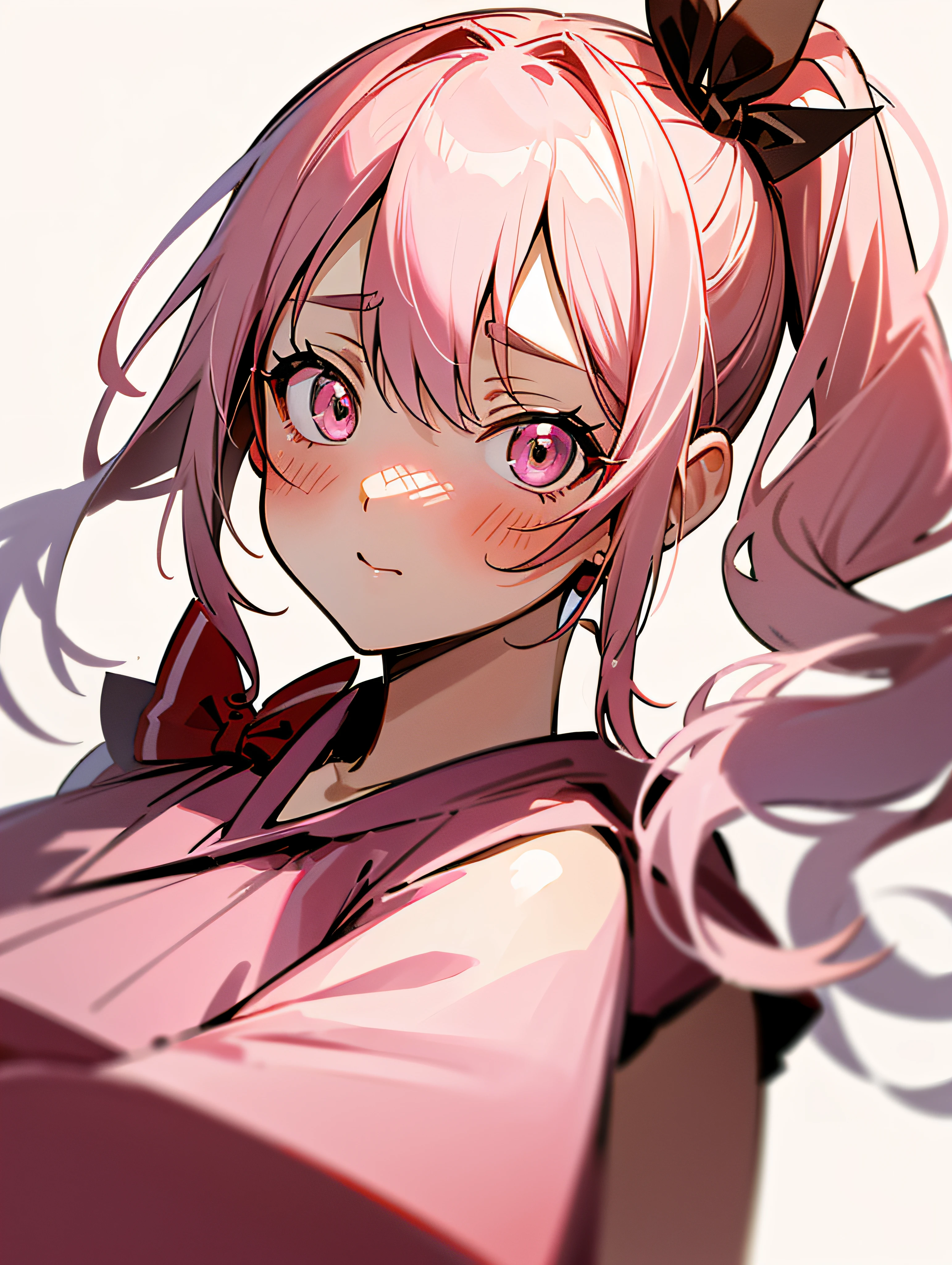 woman with half pink hair, anime girl cosplay, anime cosplay, cosplay, cosplay photo, portrait, cosplayer, professional cosplay, cyberpunk, full-cosplay, captured on canon eos r 6, --auto