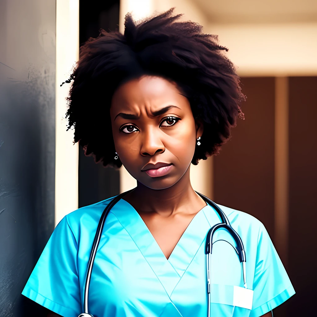 Black nurse sad