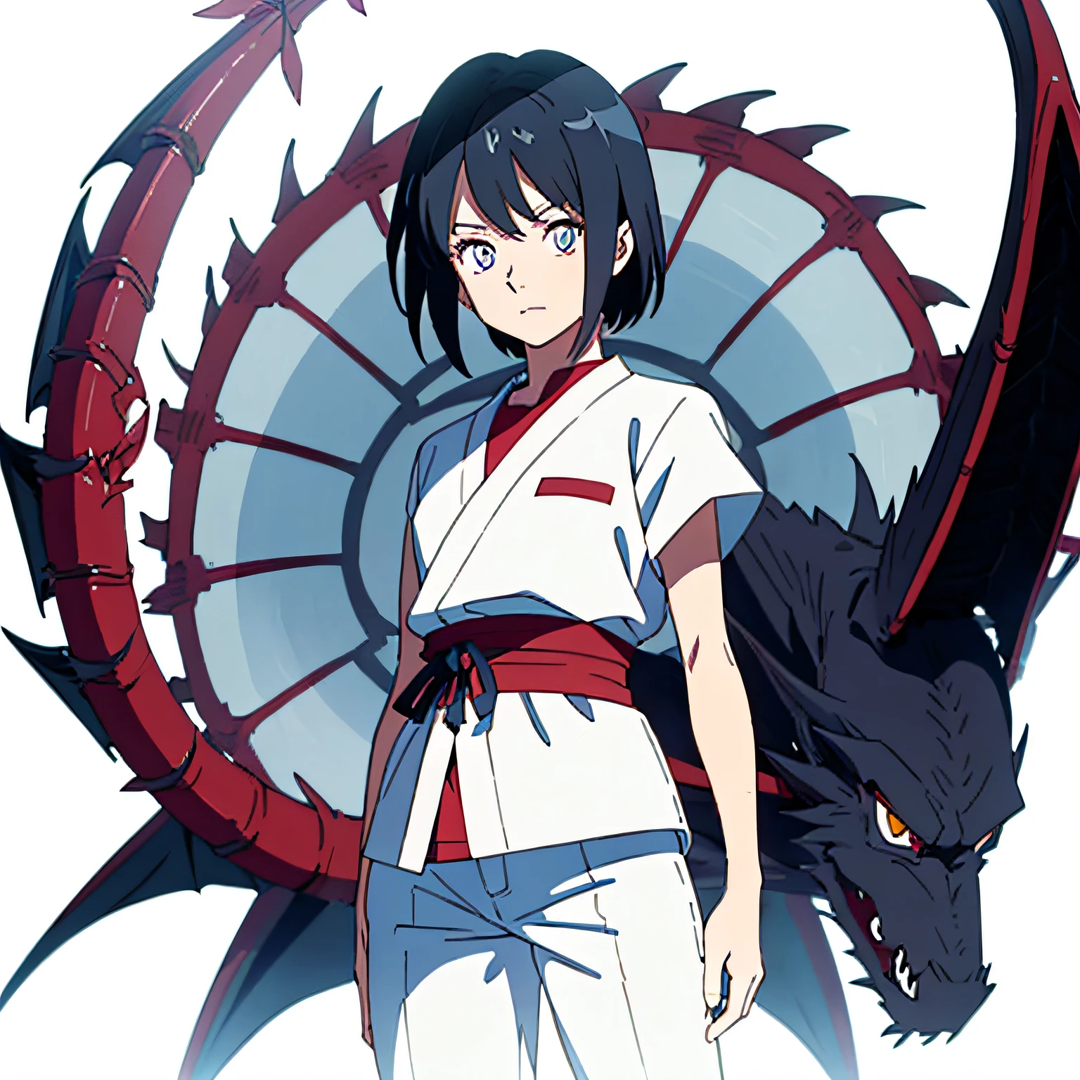 ANIME DRAWING 1 12 year old girl full body, black hair, short hair, (simple background, white background: 1.3) detailed beautiful eyes, white background, white hospital patient clothes. full body, white pants, white shirt ( NARUTO CONCEPT) (DRAGON BALL Z CONCEPT) ( AKAME GA KILL CONCEPT) --auto